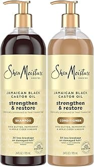 SheaMoisture Jamaican Black Castor Oil Strengthen & Restore Shampoo and Conditioner Set, 24 Oz Ea