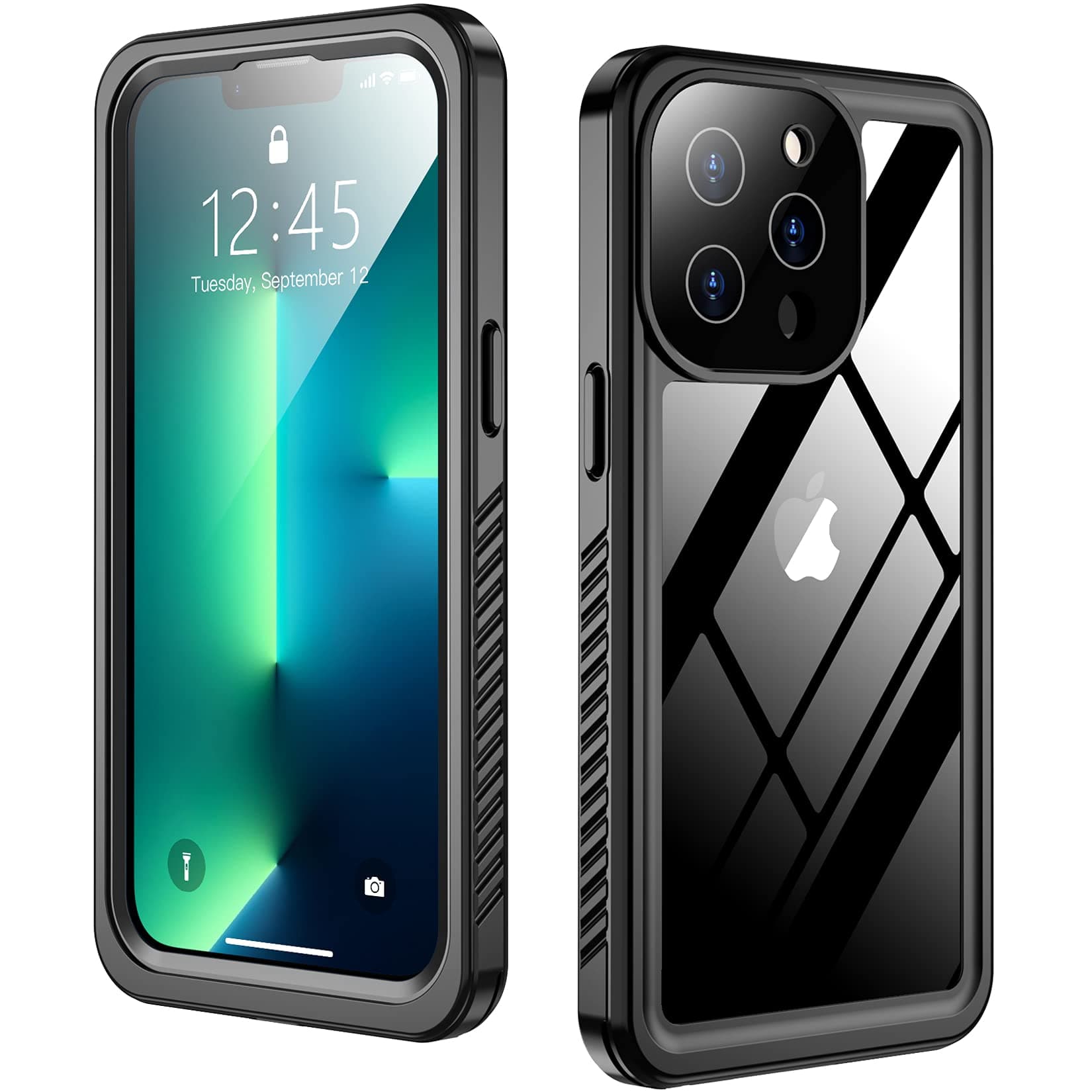 Compatible with iPhone 13 Pro Max Case, IP68 Waterproof Full Body Cover with Built in Screen Protector Heavy Duty Shockproof Cover Case (Black)