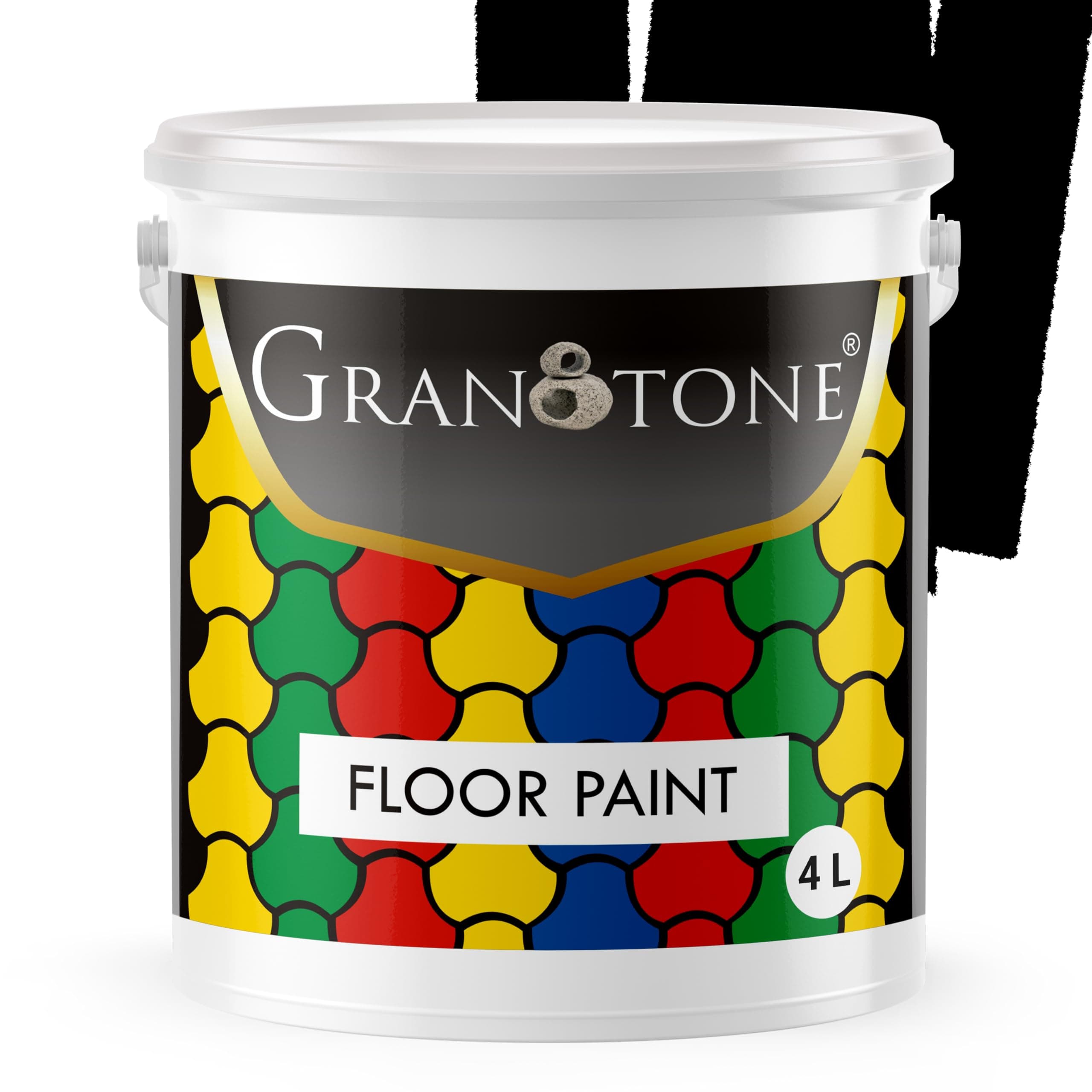 GRANOTONE Floor Paint, Polyurethane and Acrylic Polymer-based Concrete Sealer and Floor Paint, Soft Sheen Finish Floor Coating Paints, Anti-slip, Thick & Durable, Non-toxic, 4 L, Jet Black