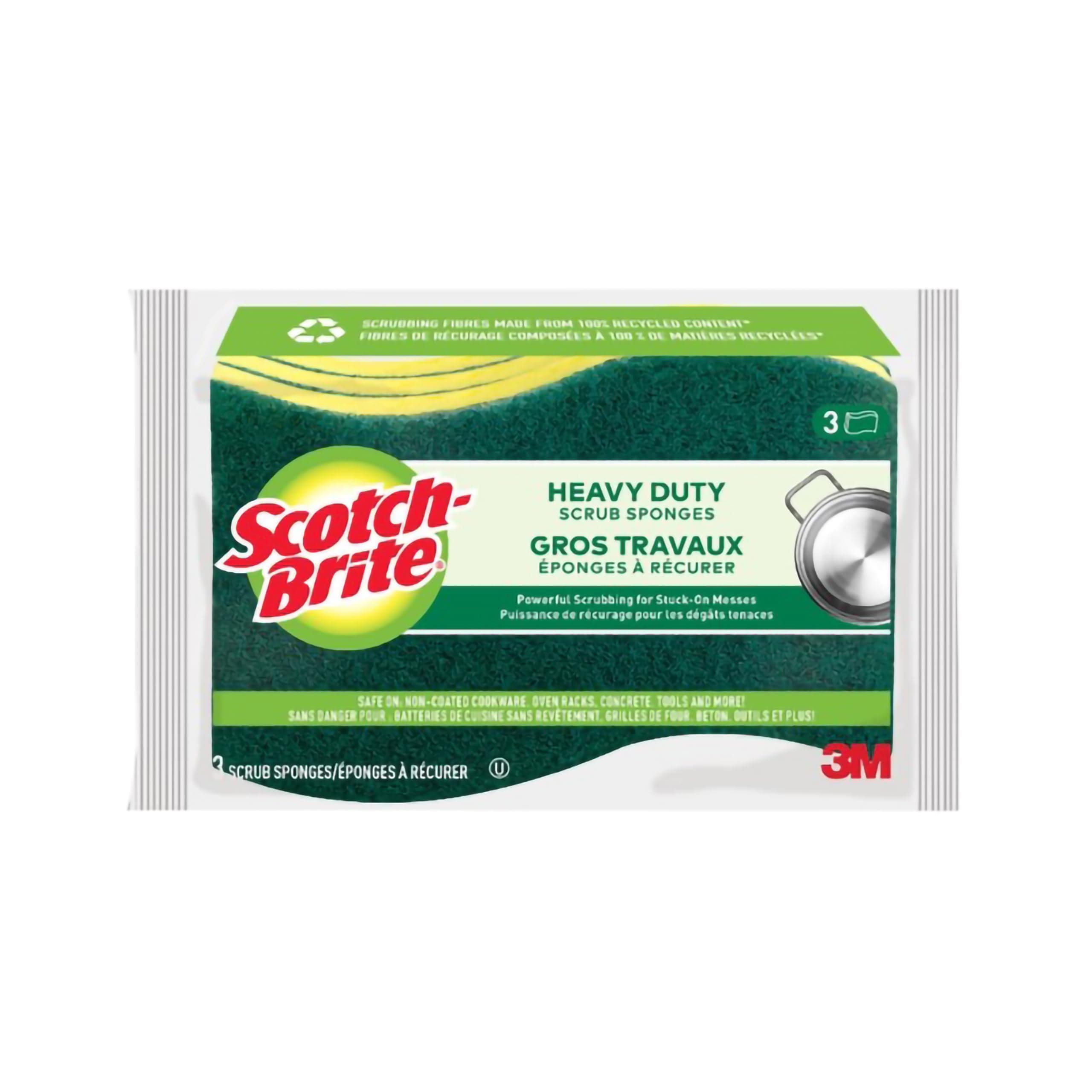 Scotch-Brite Heavy Duty Cellulosic Scrub Sponge, 3 units/pack | Kitchen sponge | Dish sponge | Scrub | General Purpose Cleaning | Food Safe | Non-Rusting | Kitchen, Garage, Outdoor