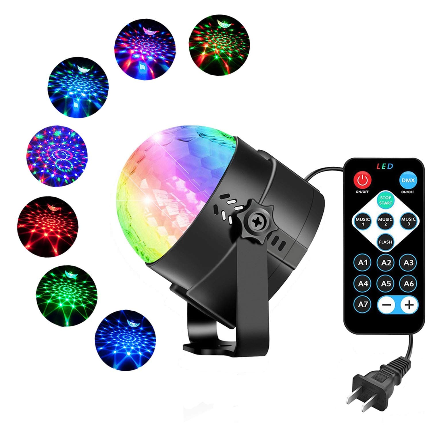 Party Strobe Light Sound Activated LED Disco Ball, Stage Light with 7 Color Modes, Fun for Dancing, Birthday, Party, Festival Holiday etc (with Remote)