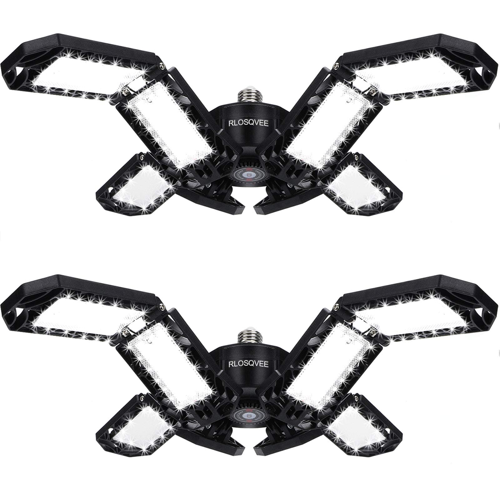 Led Garage Lights Motion Sensor Garage Lighting 60W 6000 LM Three Leaf Garage Led Lights Ceiling Led Adjustable Light Deformable Garage Light Bulb (Motion Activated Version)