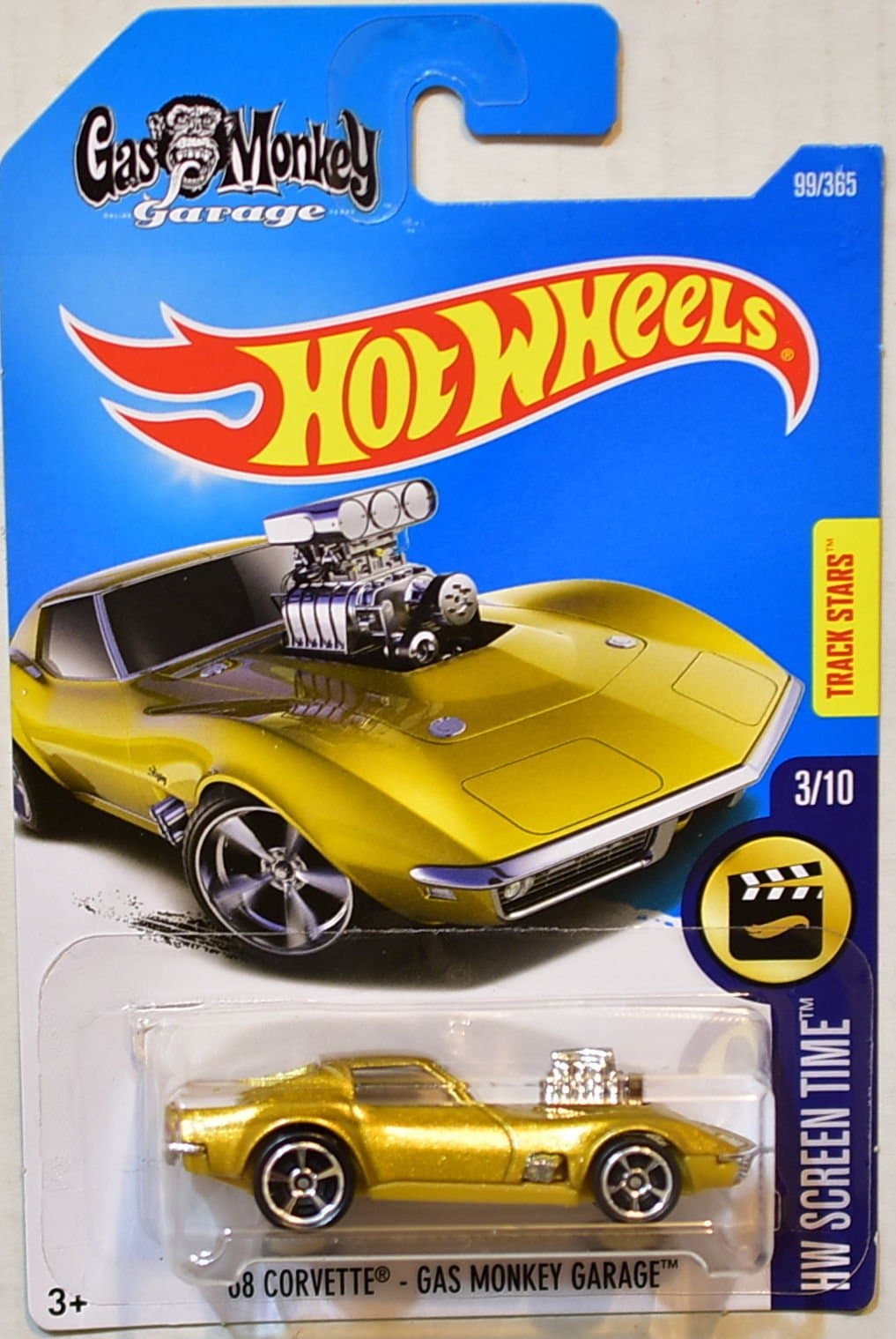 Hot Wheels 2017 HW Screen Time '68 Corvette Gas Monkey Garage 99/365, Gold