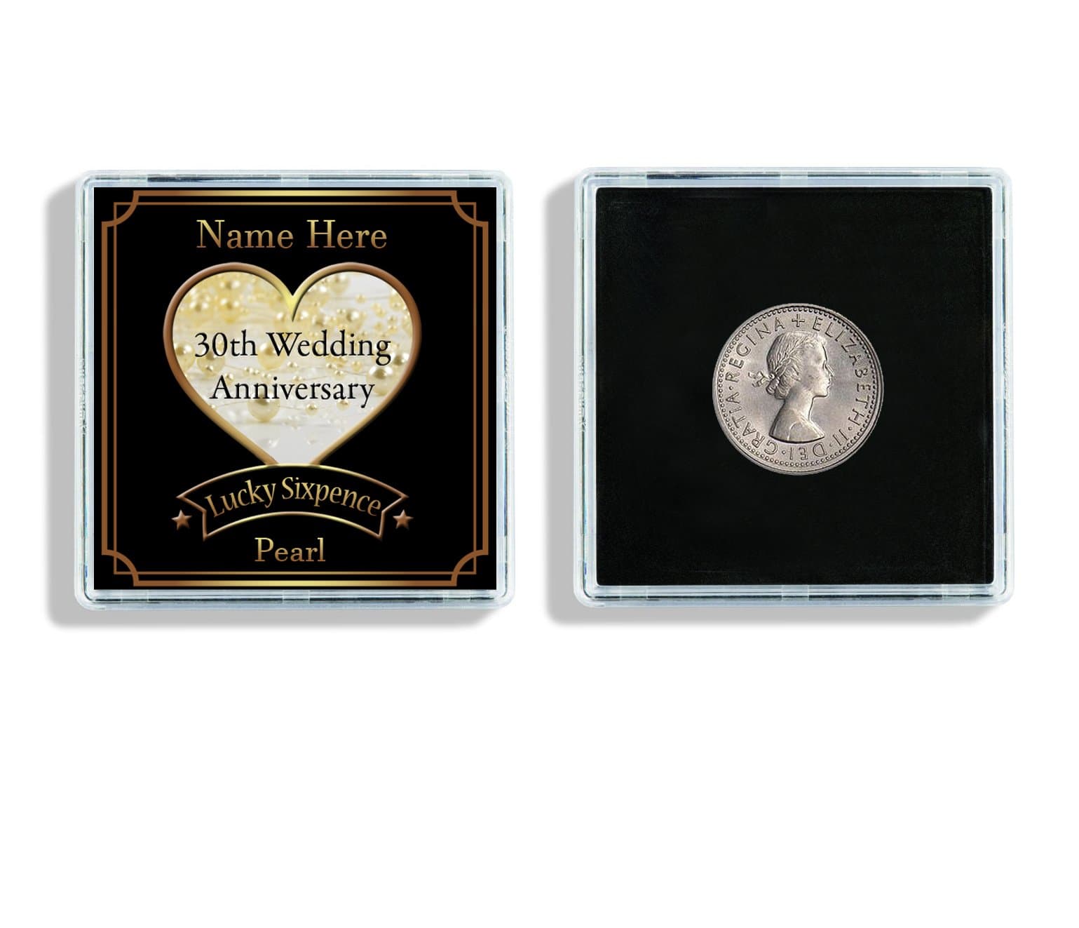 Personalised 30th Wedding Anniversary Lucky Sixpence Keepsake In Display Case Ideal Anniversary Gift W69