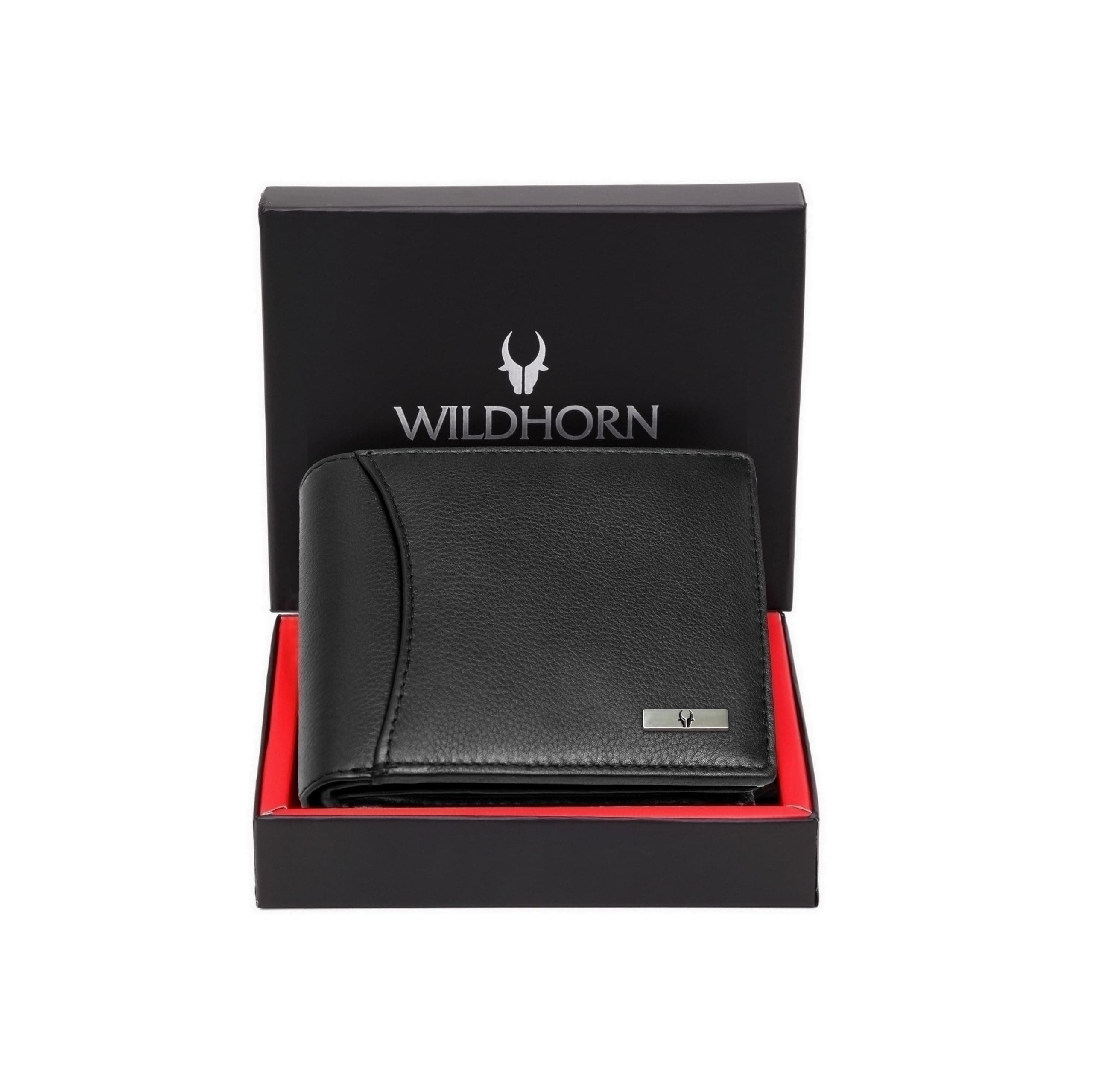 WildHorn Leather Wallet for Men, Black,(Pack of 1)