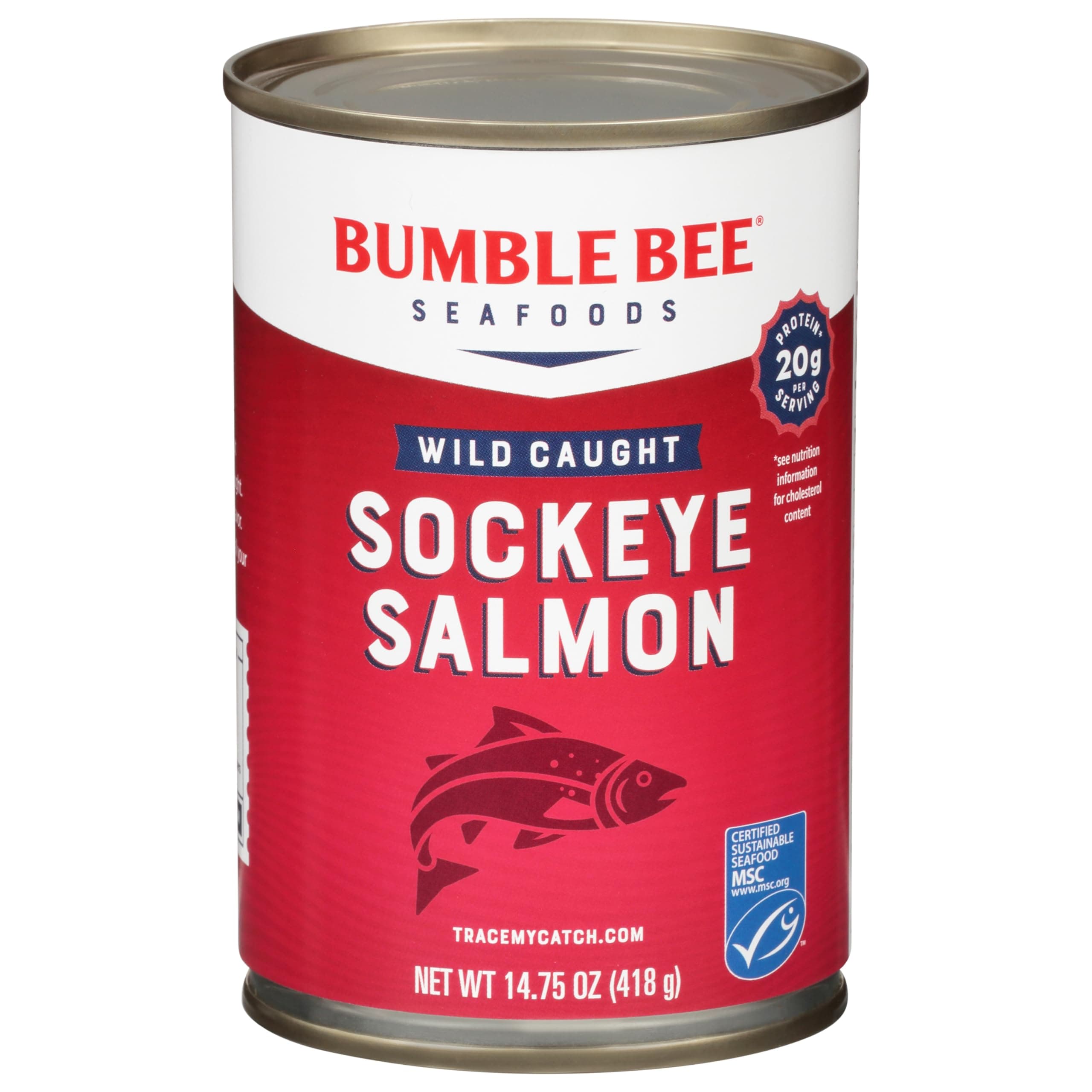Canned Red Sockeye Salmon, 14.75 oz Can - Premium Wild Caught Salmon with Skin & Bones - 20g Protein - MSC Certified Sustainable Seafood, Non-GMO, Gluten Free, Kosher