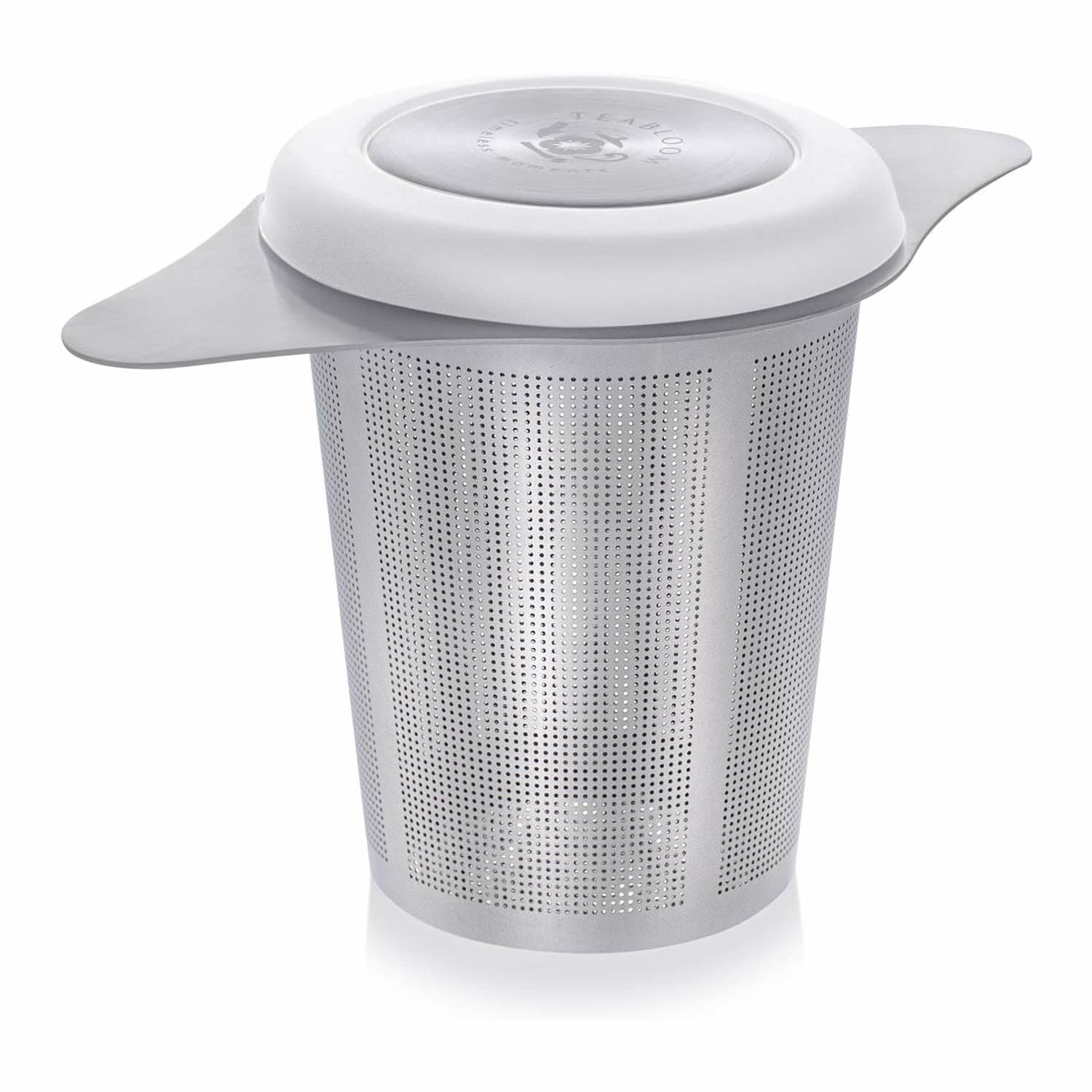 Teabloom Universal Loose Tea Infuser with Dual-Purpose Lid/Dish – Fits Cups, Mugs, Teapots – Tea Connoisseur's Choice – Steep Tea or Coffee