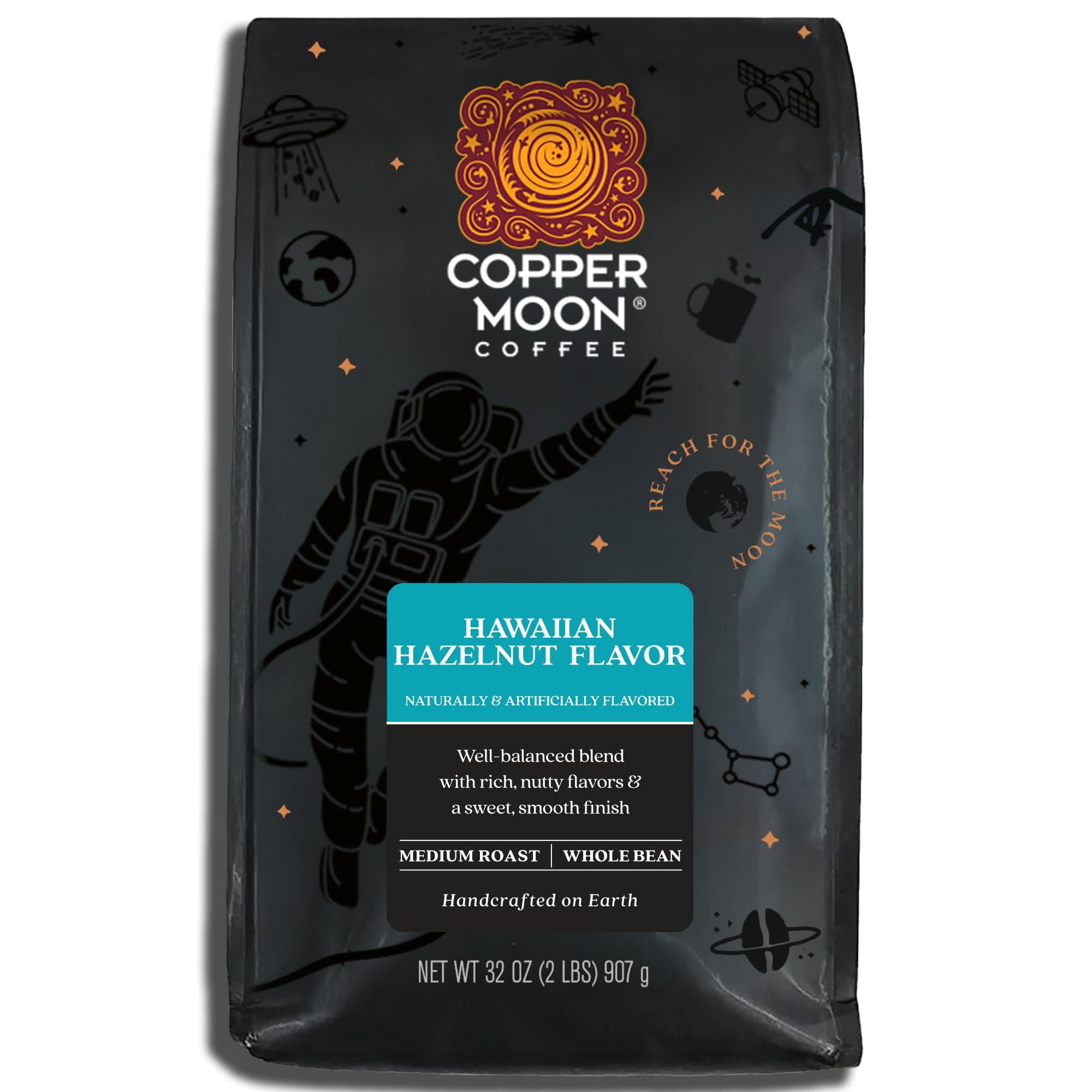 Medium Roast Whole Bean Coffee, Hawaiian Hazelnut Blend, 2 Lb