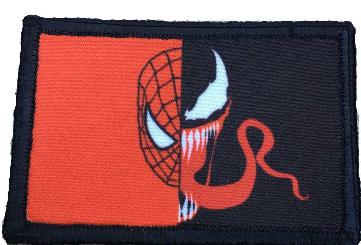 Redheaded Tshirts - Venom/Spider Man Faces Morale Patch Funny Tactical Military 2x3 Hook and Loop