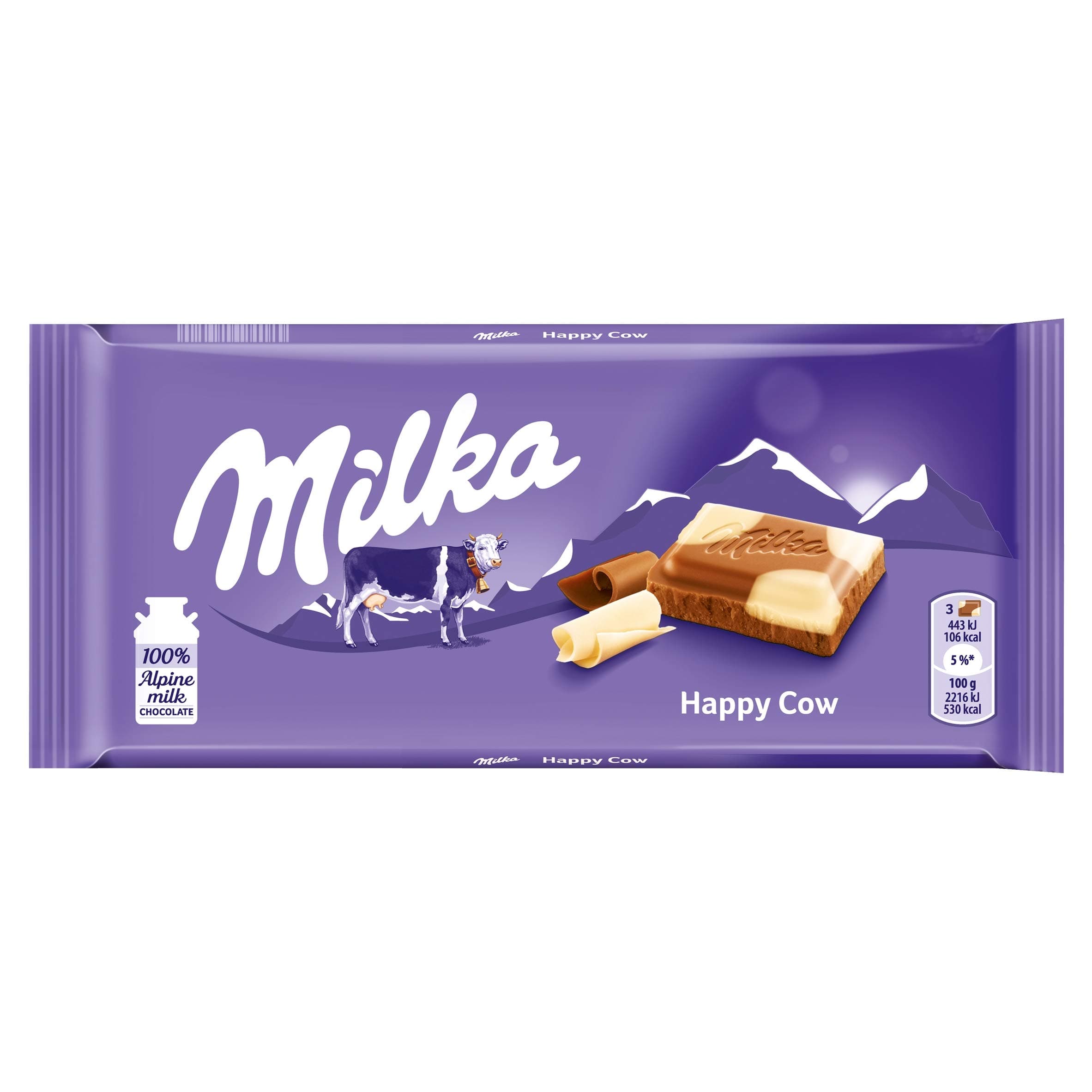 Happy Cows Milk & White Chocolate Bar, Fun Cow Patterned Chocolate, 100 g (Pack of 1)
