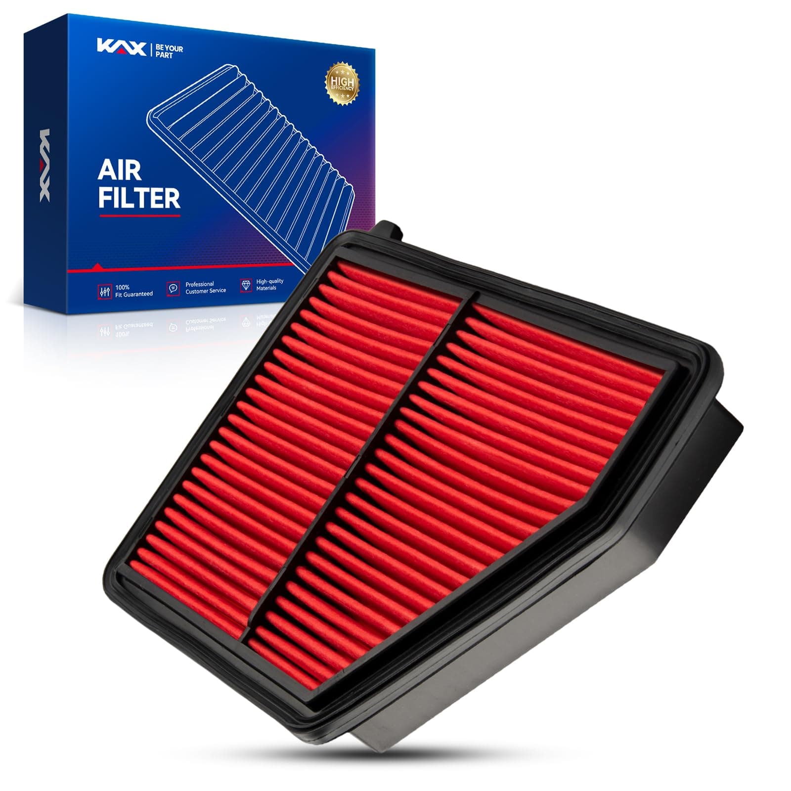 KAX Premium Engine Air Filter, GAF033 (CA12051) Replacement for Honda Civic L4 2.0L 2016 2017 2018 2019 2020 2021, HR-V 2023 2024, 200% Longer Life