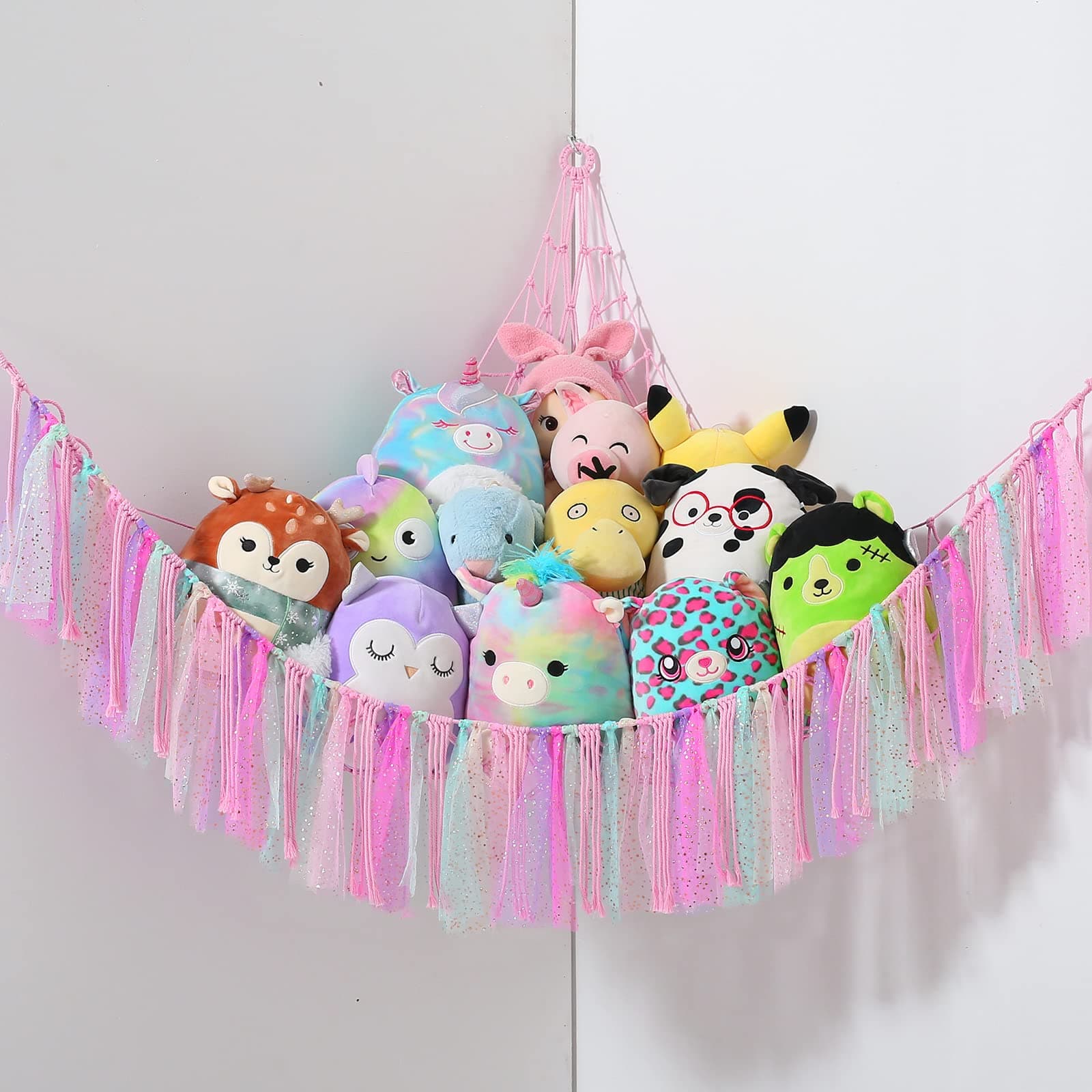 Toy Hammock For Stuffed Animals Macrame Teddy Bear Hammock Boho Soft Plush Toy Storage Net For Teddies Corner Holder For Kids Room