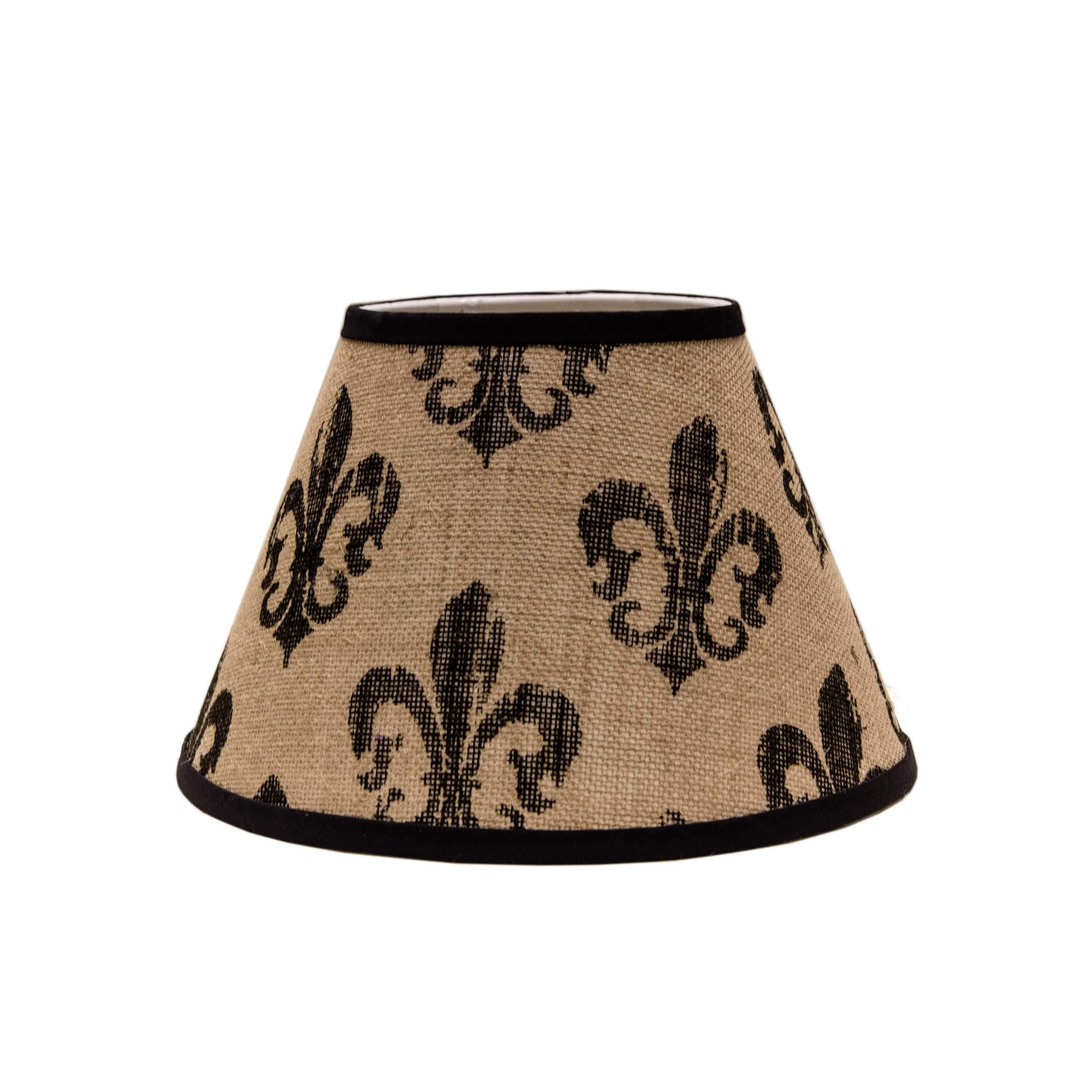 SD1515-10RE Black Fleur De Lis Burlap Rectangle Lamp Shade with Regular Clip, 10"