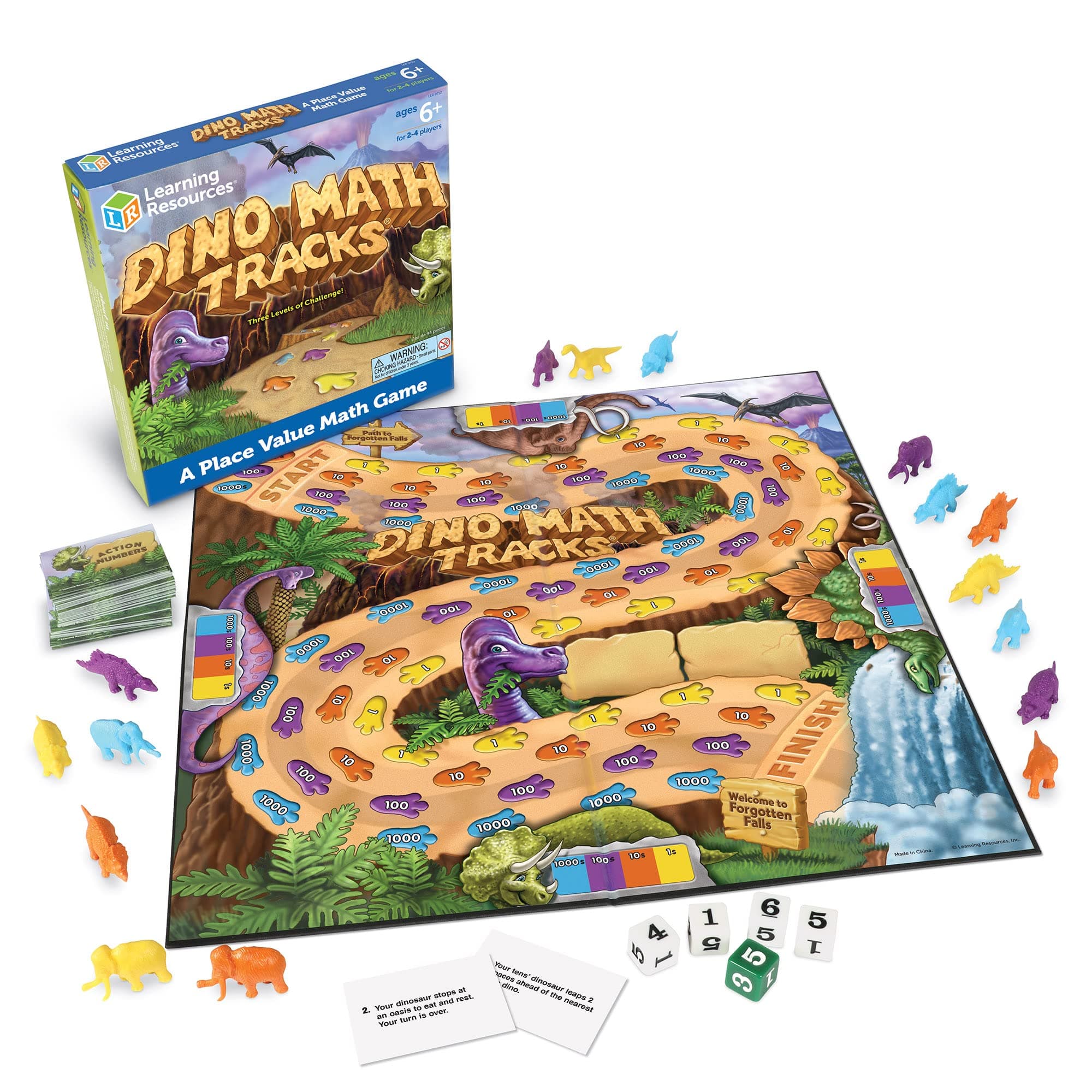 Learning Resources Dino Math Tracks Game – Math Manipulatives, Montessori Board Game, Addition and Subtraction, Counting Literacy Toys, STEM for Kids, Critical Thinking, Gifts for Boys and Girls