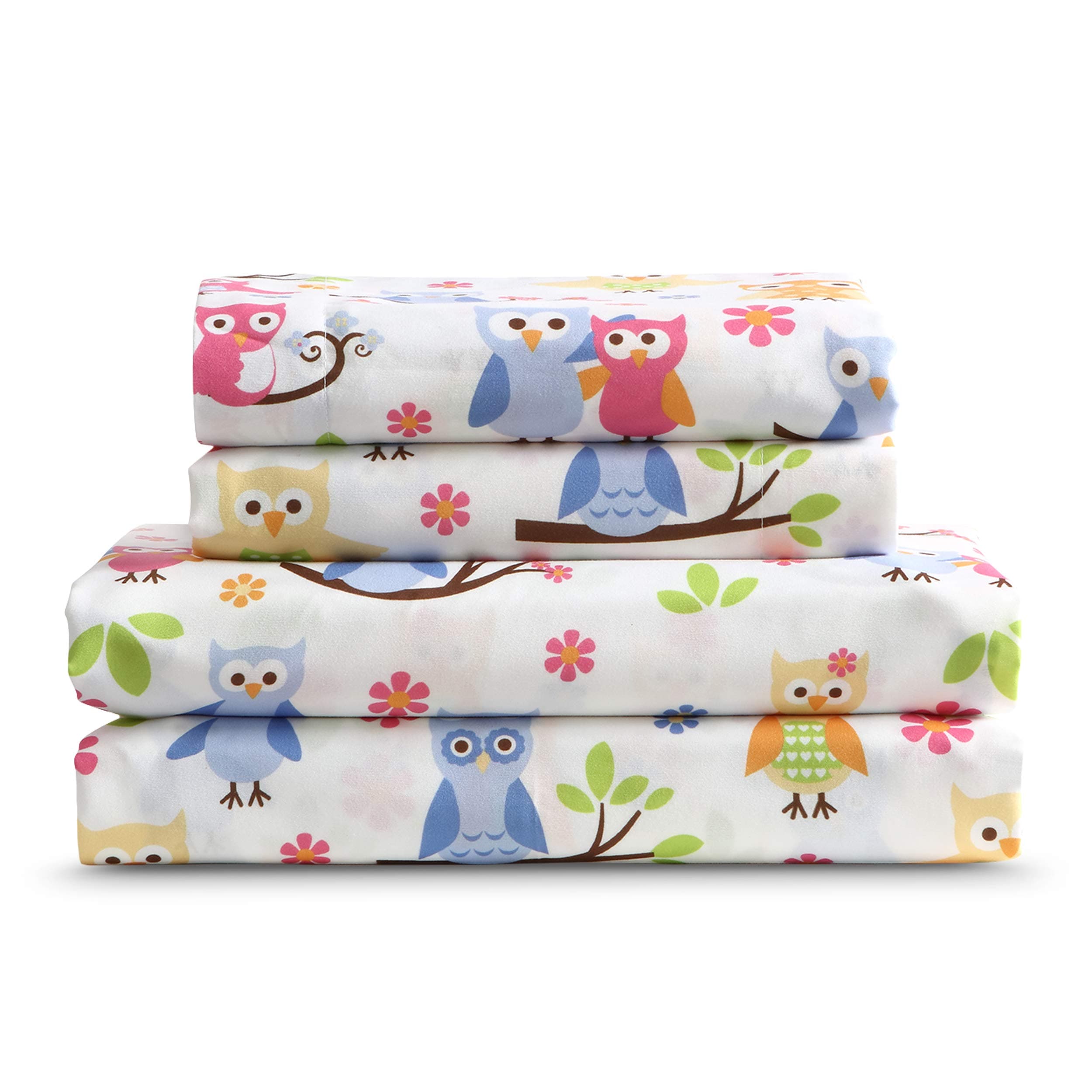 Kute Kids Super Soft Sheet Set - Owl Print - Brushed Microfiber for Extra Comfort (Twin)
