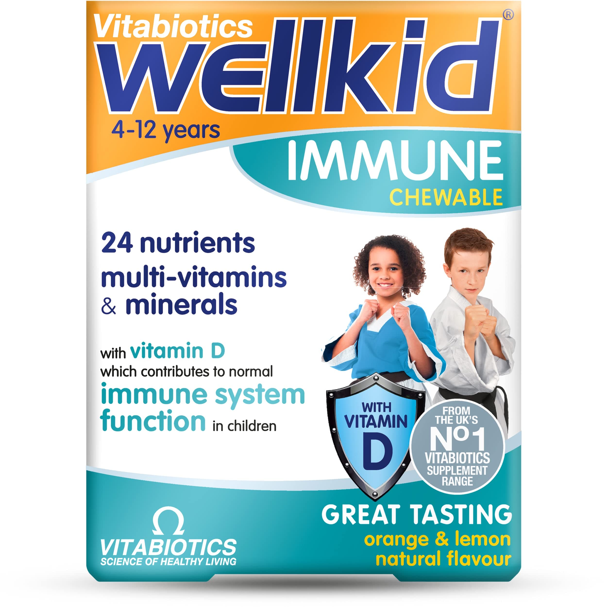 Wellkid Immune Chewable 30 Tablets | 4 to 12 Years | Expert Nutritional Support for Kids | with 24 Multi-vitamins, Minerals and Vitamin D (500IU) | Immune System - Bone & Cognitive Development