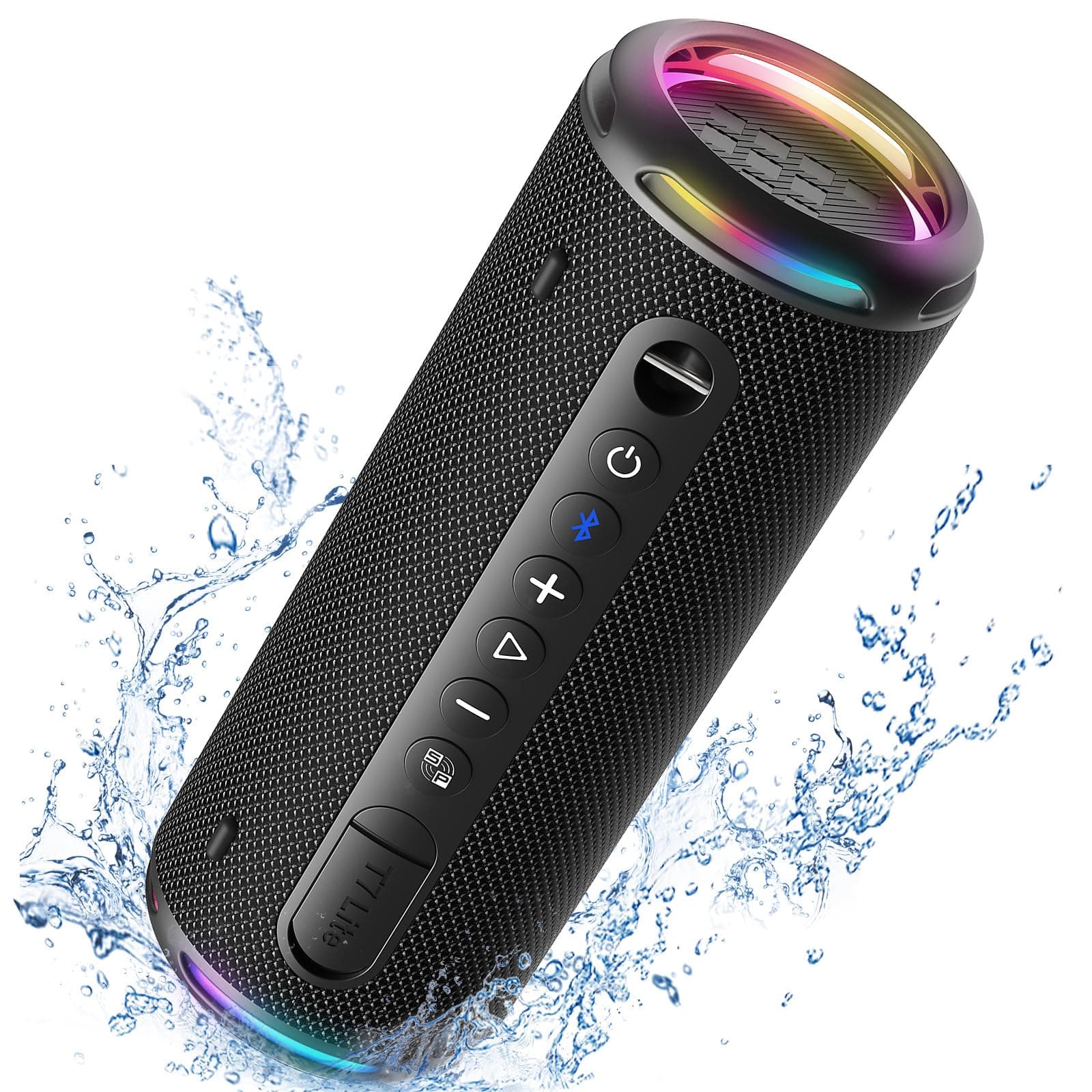 Tronsmart T7 Lite 24W Bluetooth Speaker 5.3, Powerful, Portable, with Color LED Light, IPX7 Waterproof, 24H Playback, Stereo Sound, App Control, Support TF, SD, for Parties, Outdoor