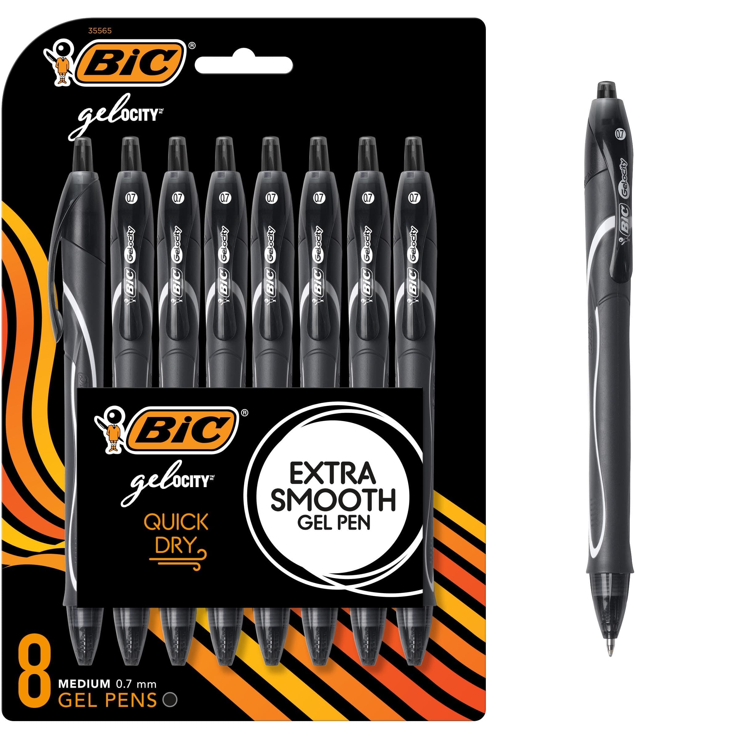 Gel-ocity Quick Dry Retractable Gel Pen, Medium Point (0.7mm), Black, 8-Count, Quick Drying and Smooth Ink (RGLCGP81-BLK)