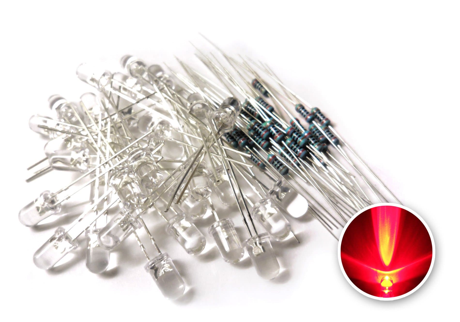 microtivity IL112 5mm Clear Red LED w/Resistors (Pack of 30)