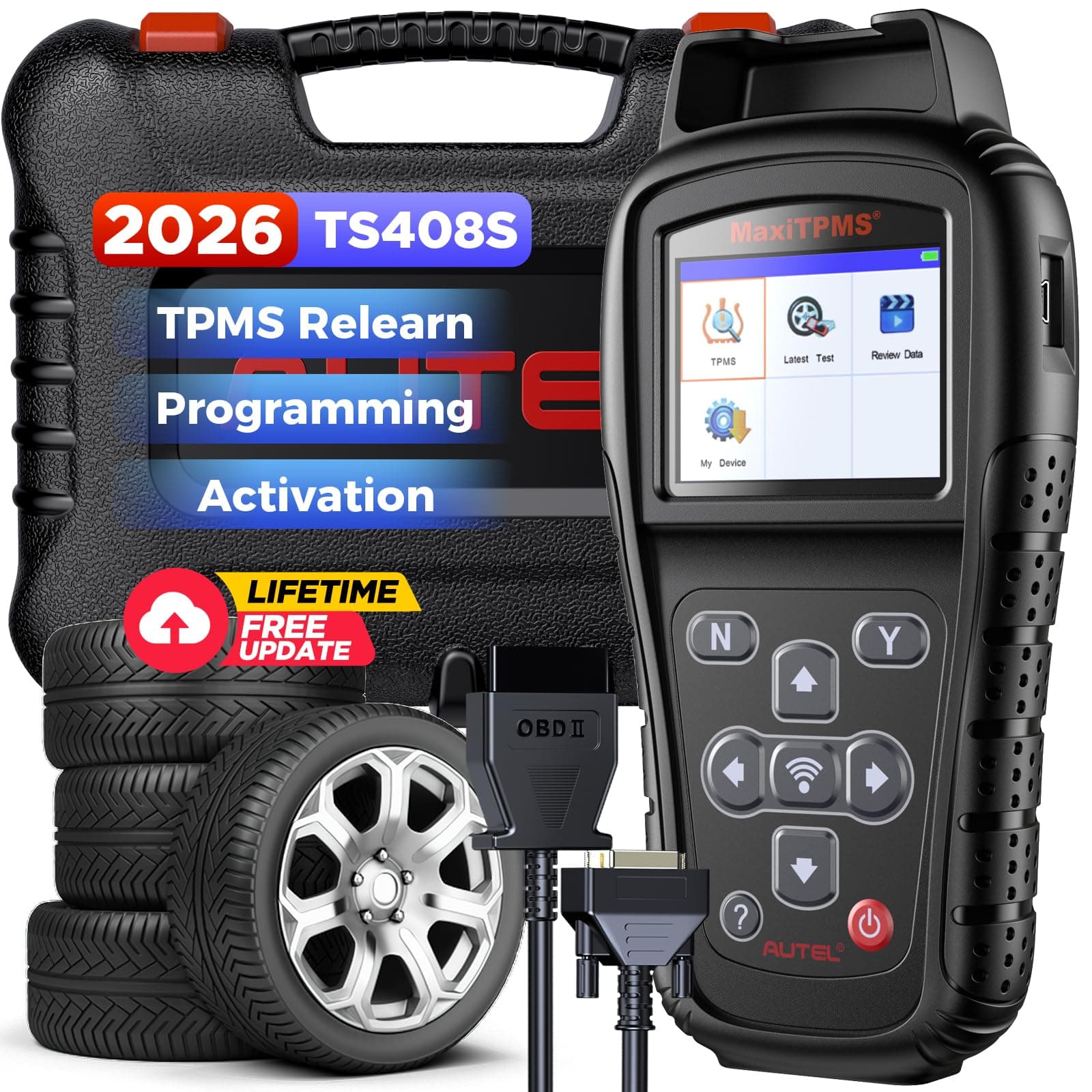 Autel MaxiTPMS TS408S 2026, TPMS Programming Tool Upgrade of TS501 TS508, All Sensors Relearn Activate Tool, Program Autel MX-Sensor 315/433MHz, TPMS Reset Read Clear DTCs Lifetime Update