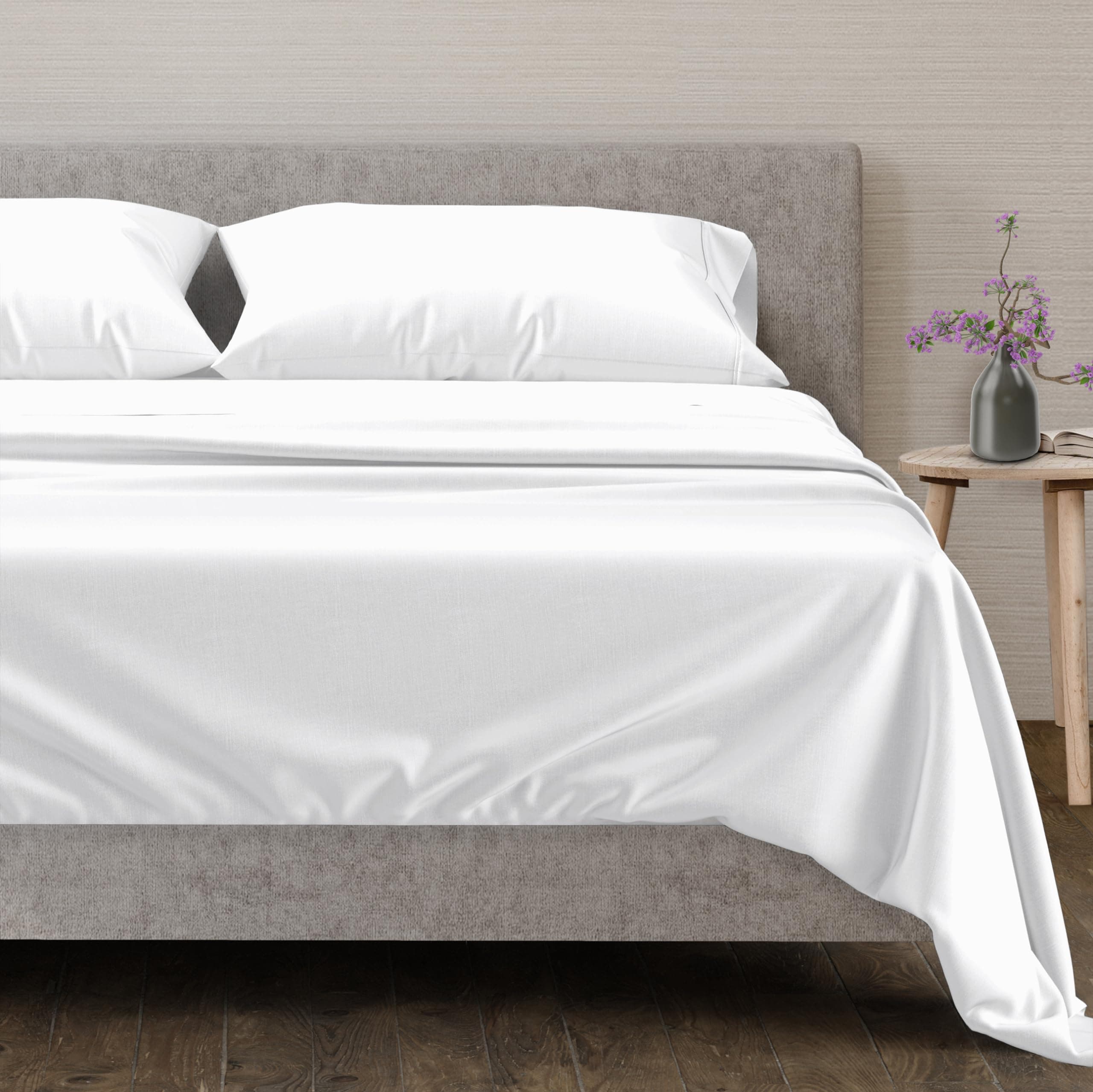 100% Egyptian Cotton King Size Sheets Set - 4 PC Luxury Set, 600 Thread Count Egyptian Cotton Sheets King Size (White), Ultra Soft, Cooling, 16" Deep Pocket Sateen Weave Hotel Bedsheet