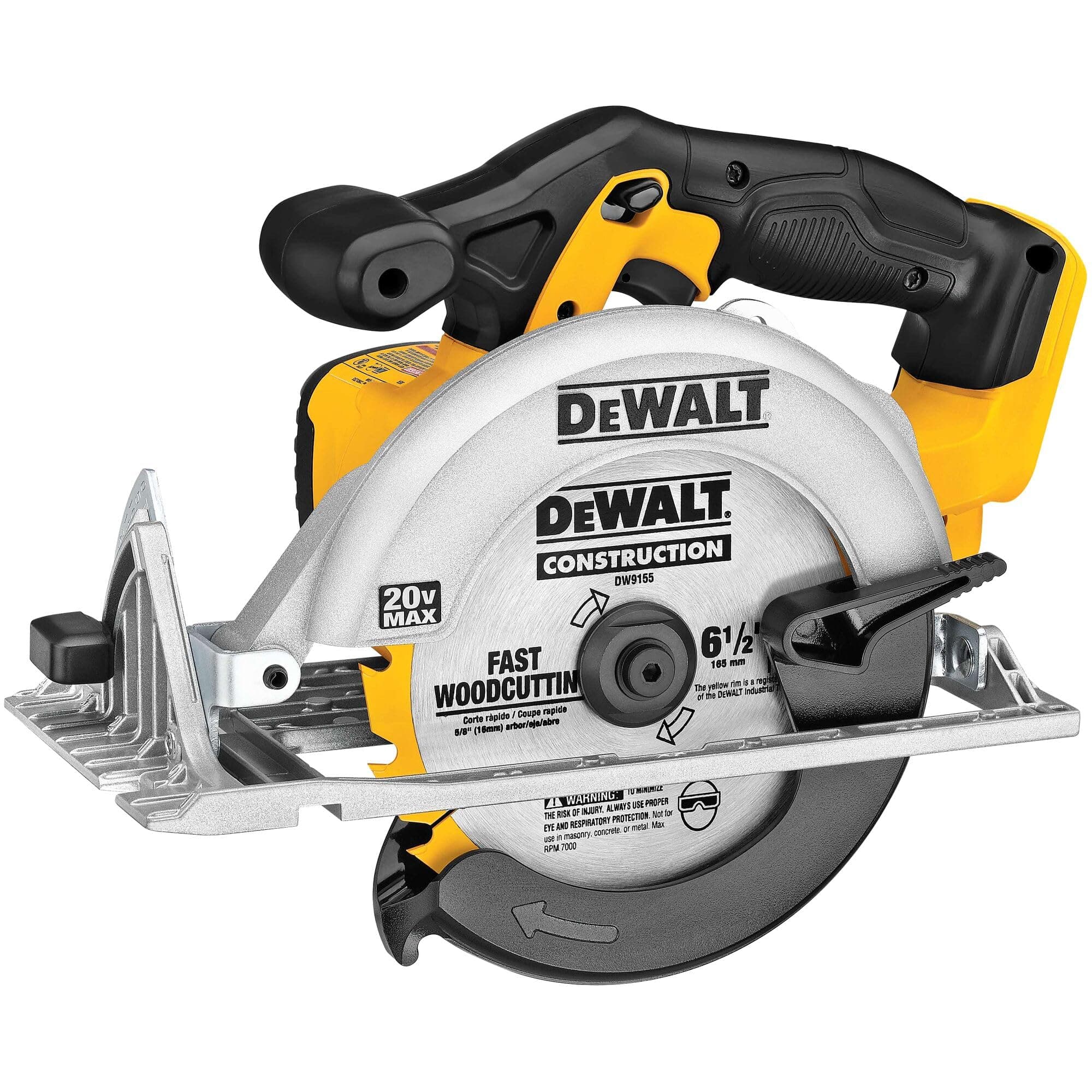 6-1/2-inch 20v max circular saw, tool only (dcs391b), yellow