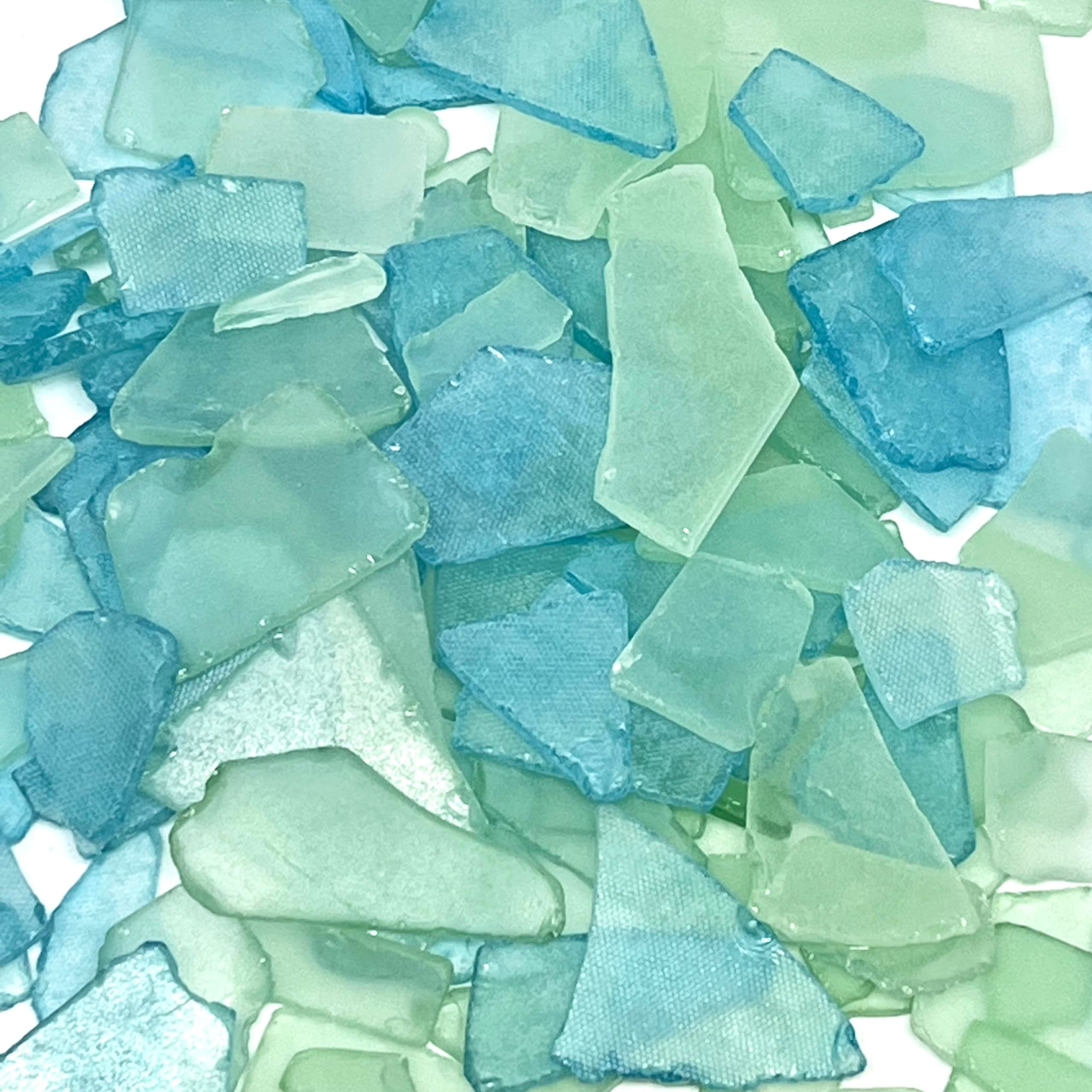 Tumbler Home Sea Glass for Crafts, Decor & Vase Filler, 25oz Frosted Aqua & Mint Seaglass Pieces, Recycled Beach Glass in Bulk and Smooth Seaglass for DIY Art, Coastal Decor, and Jewelry Making