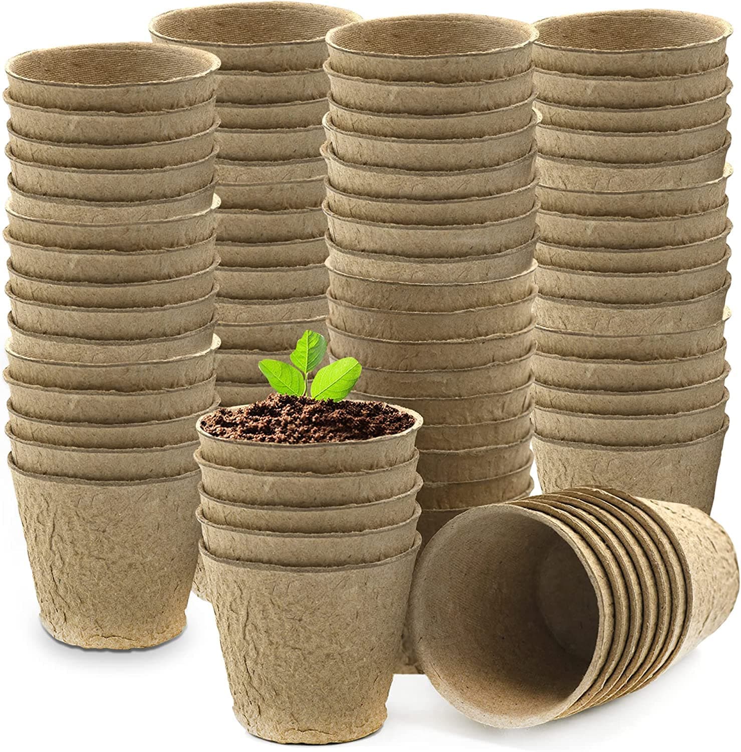 Valuxe 50pcs Peat Pots Plant Starters for Seedling, Biodegradable Herb Seed Starter Pots Kits, Seedling Pots, Garden Germination Nursery Pot for Vegetable Fruit Flower