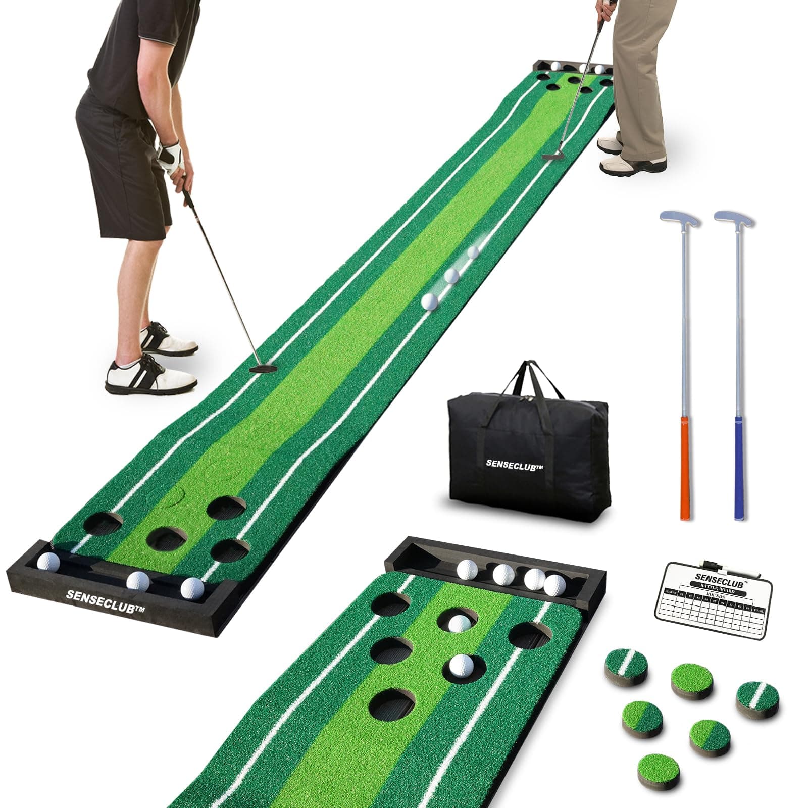 Indoor Putting Green, Foldable Putting Mat Golf Game Set, Golf Gifts for Men with Ball-Collect System