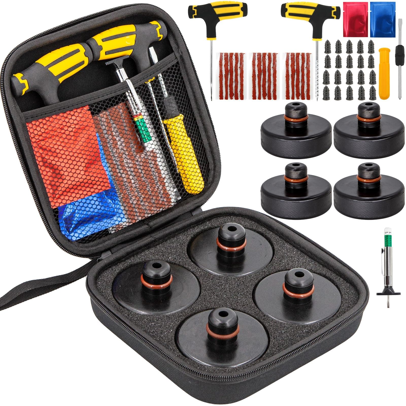 Lifting Jack Pad for Tesla Model 3/Y/S/X, 4PCS Rubber Jack Pad Adapter Pucks Tool Chassis Jack Point Pad Sturdy Adapter, Car Tire Repair Tool Kit with Storage Box