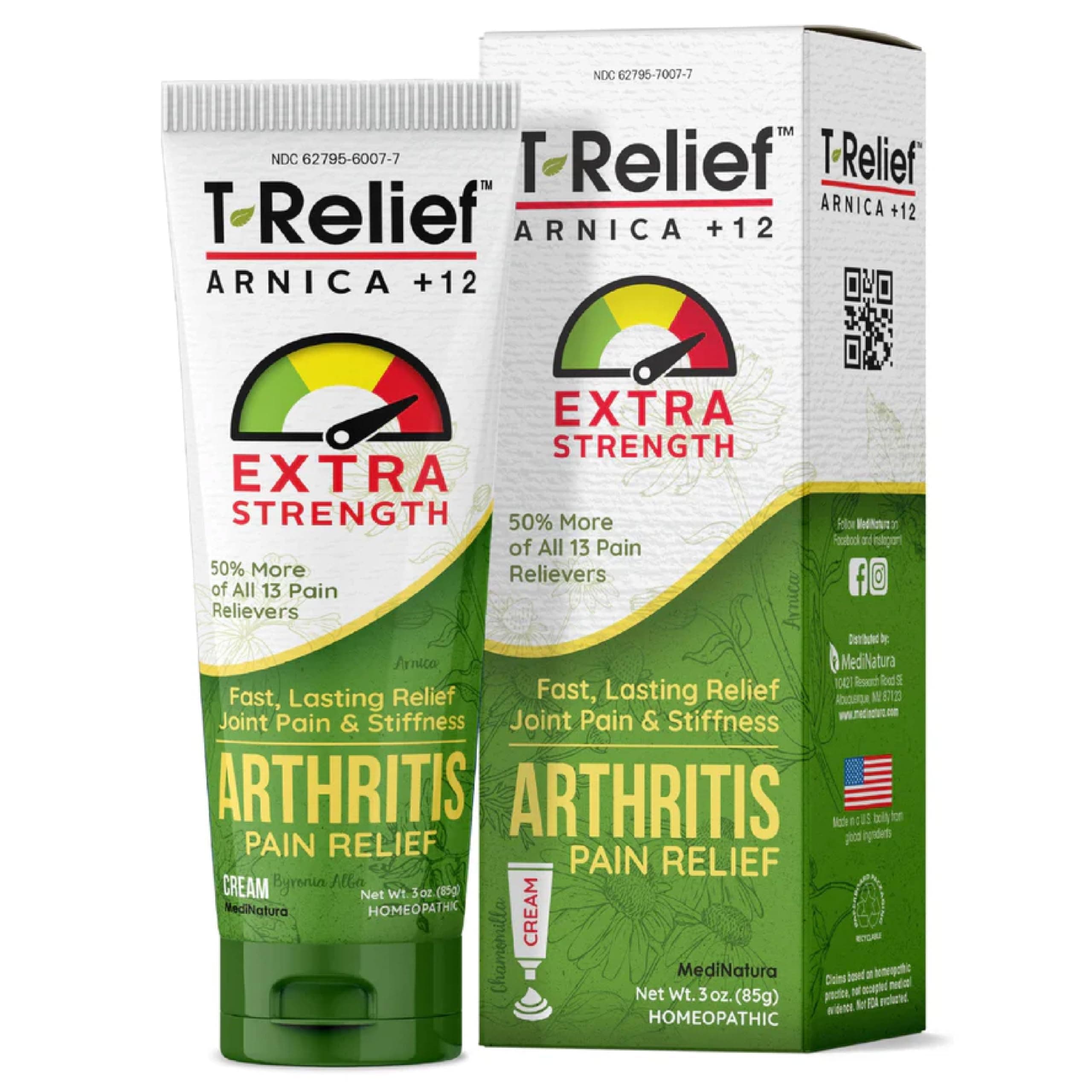 T-Relief Extra Strength Arthritis Cream Arnica +12 Pain Relieving Natural Medicines Help Soothe Soreness Stiffness Aches & Pains in Joints Naturally - 3 oz