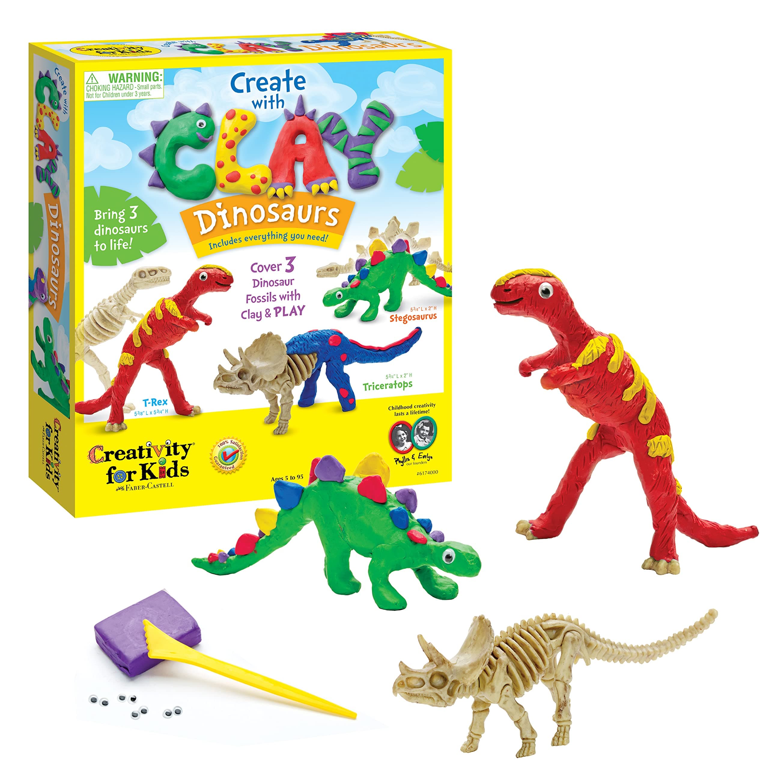 Creativity for Kids Create with Clay Dinosaurs: Sensory Craft, Creative Toy, Dinosaur Children's Toy, Boy Gifts, Easter Basket Stuffers for Kids (Ages 5+)