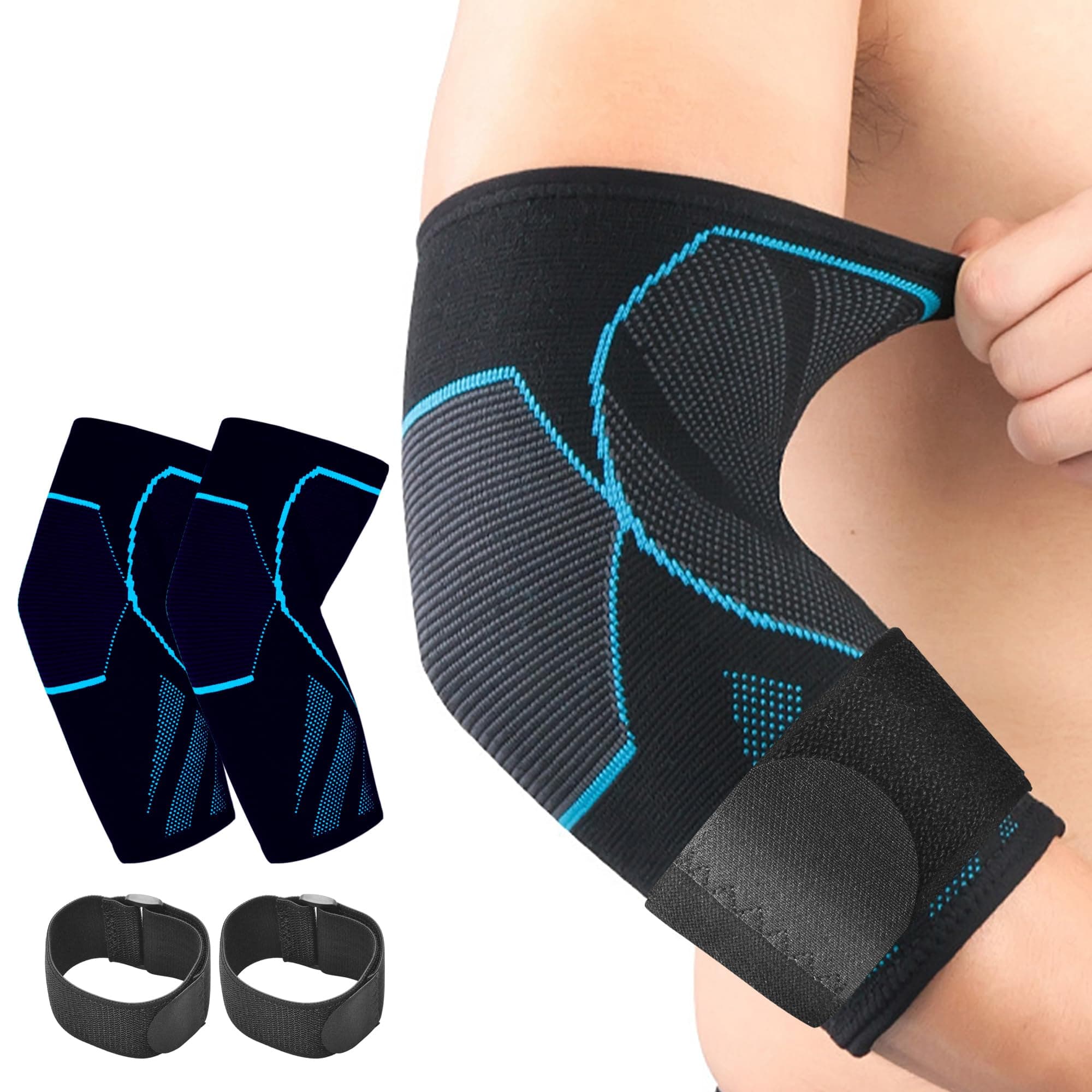 VVRAIN 2 Pack Elbow Compression Sleeve,Tennis Elbow Braces for Tendonitis and Tennis Elbow,golfer elbow support,tennis elbow relief for women & men,elbow sleeve for weightlifting