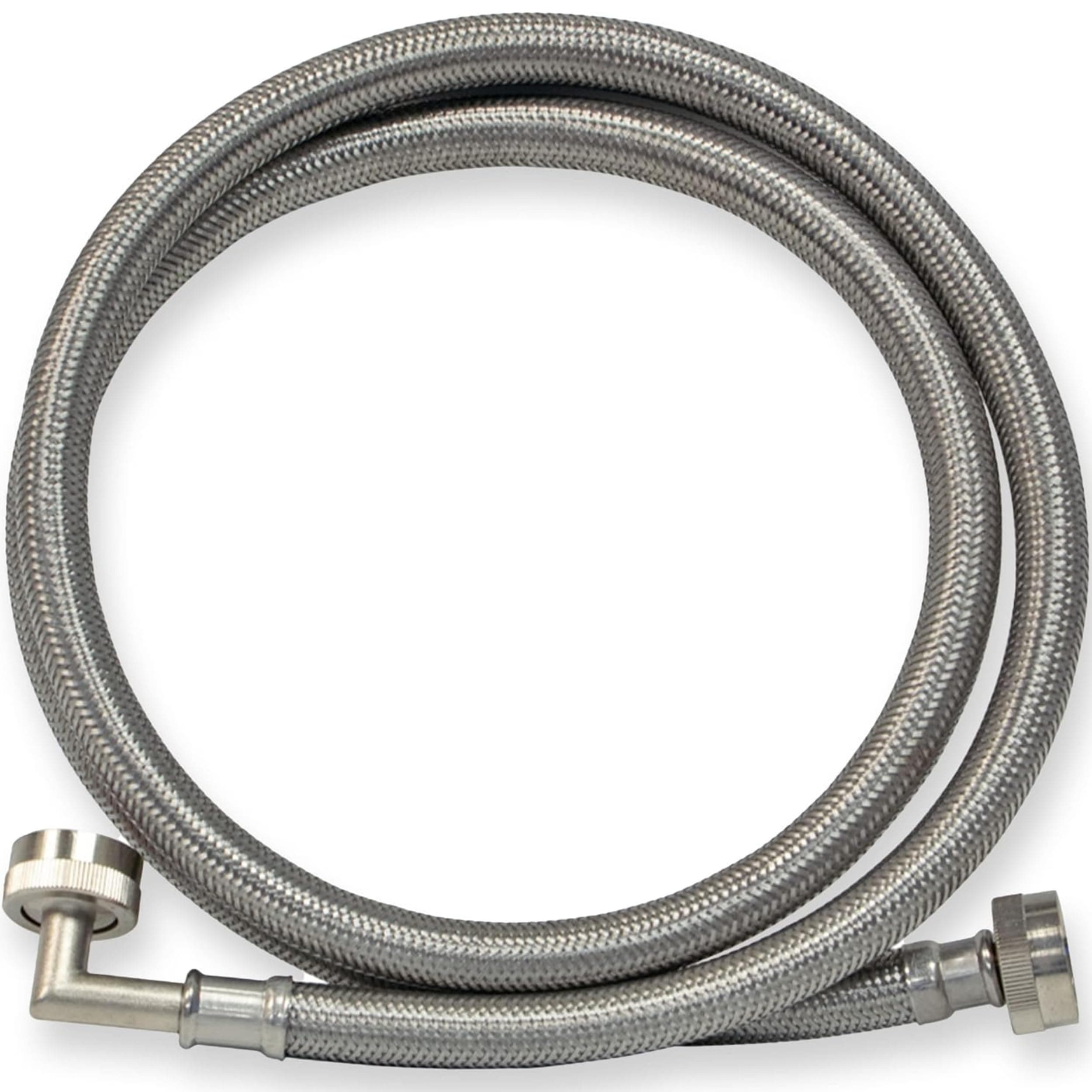 Eastman 6 ft Washing Machine Hose Connector with Elbow, 3/4 in FHT x 3/4 in FHT, Braided Stainless Steel, 48375