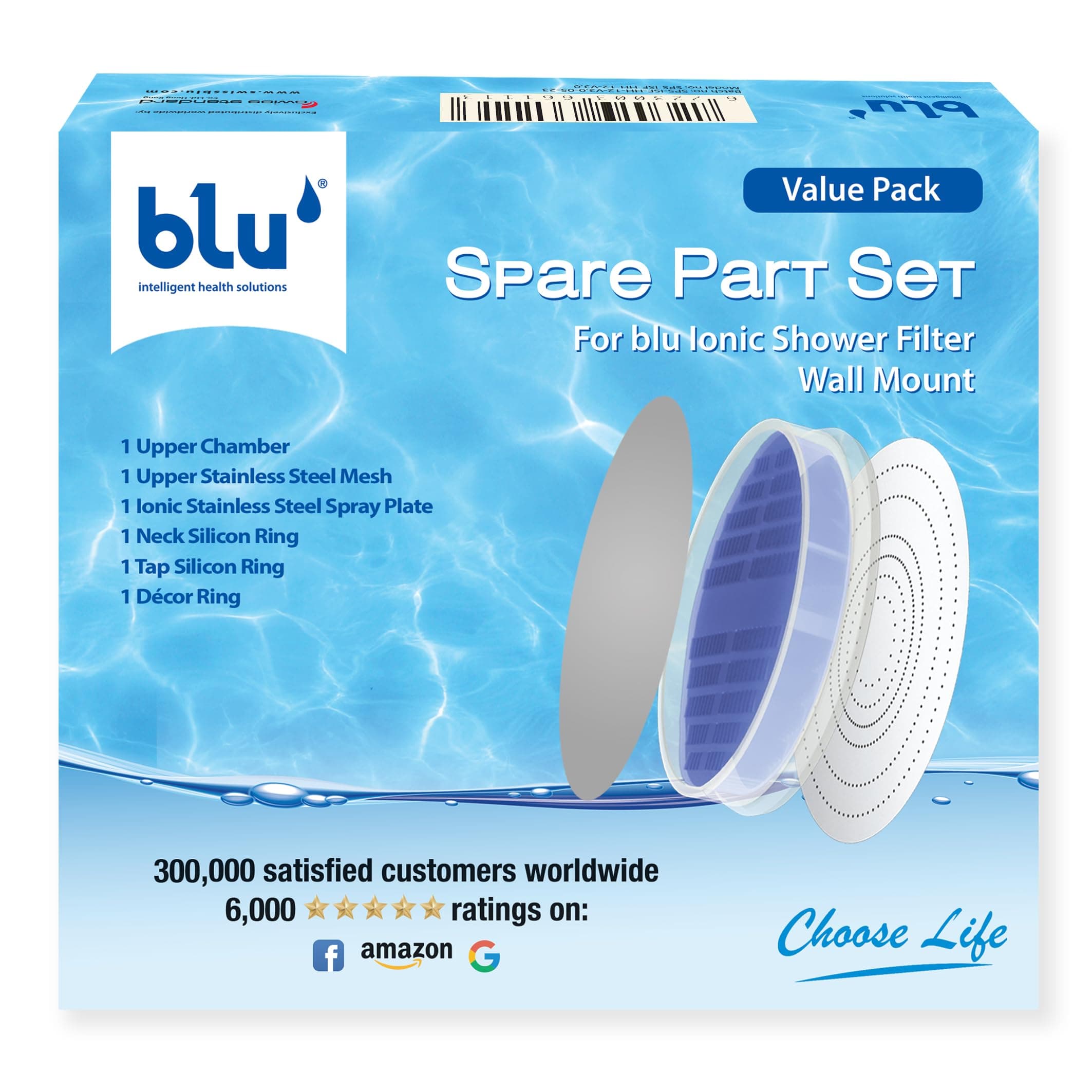 blu Spare Parts Set for blu Ionic Shower head - Wallmount