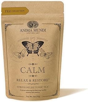 Anima Mundi Apothecary Calm Stress Relief Tonic Tea - Loose Herbal Blend Tea with Chamomile, Rose and Ashwagandha (2oz / 57g)
