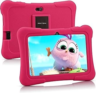PRITOM 7 inch Kids Tablet | Quad Core Android 13, 32 GB ROM | WiFi,Bluetooth,Dual Camera | Educational,Games,Parental Control,Kids Software Pre-Installed with Kids-Tablet Case