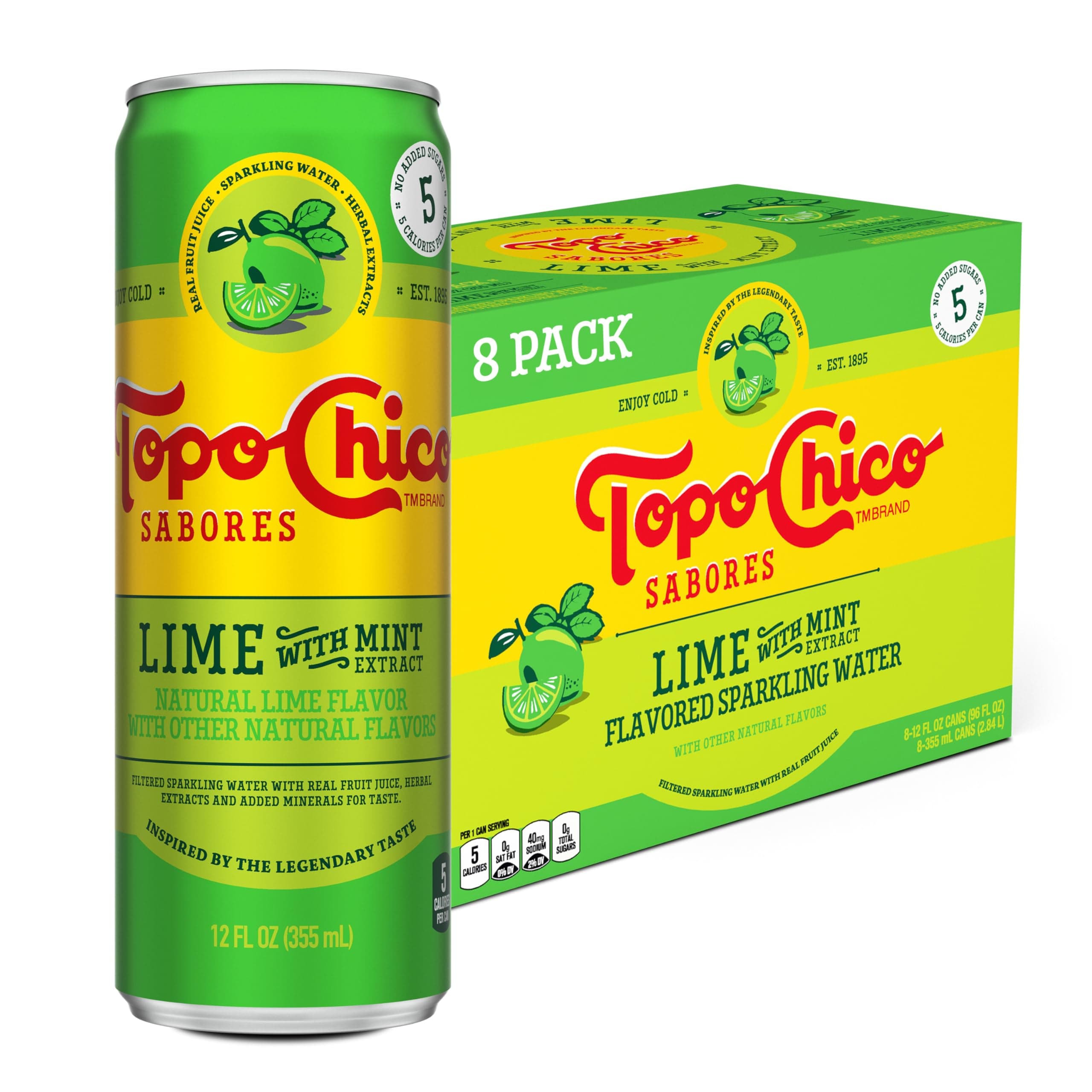 Topo Chico Sabores Lime with Mint Extract 12oz 8pk