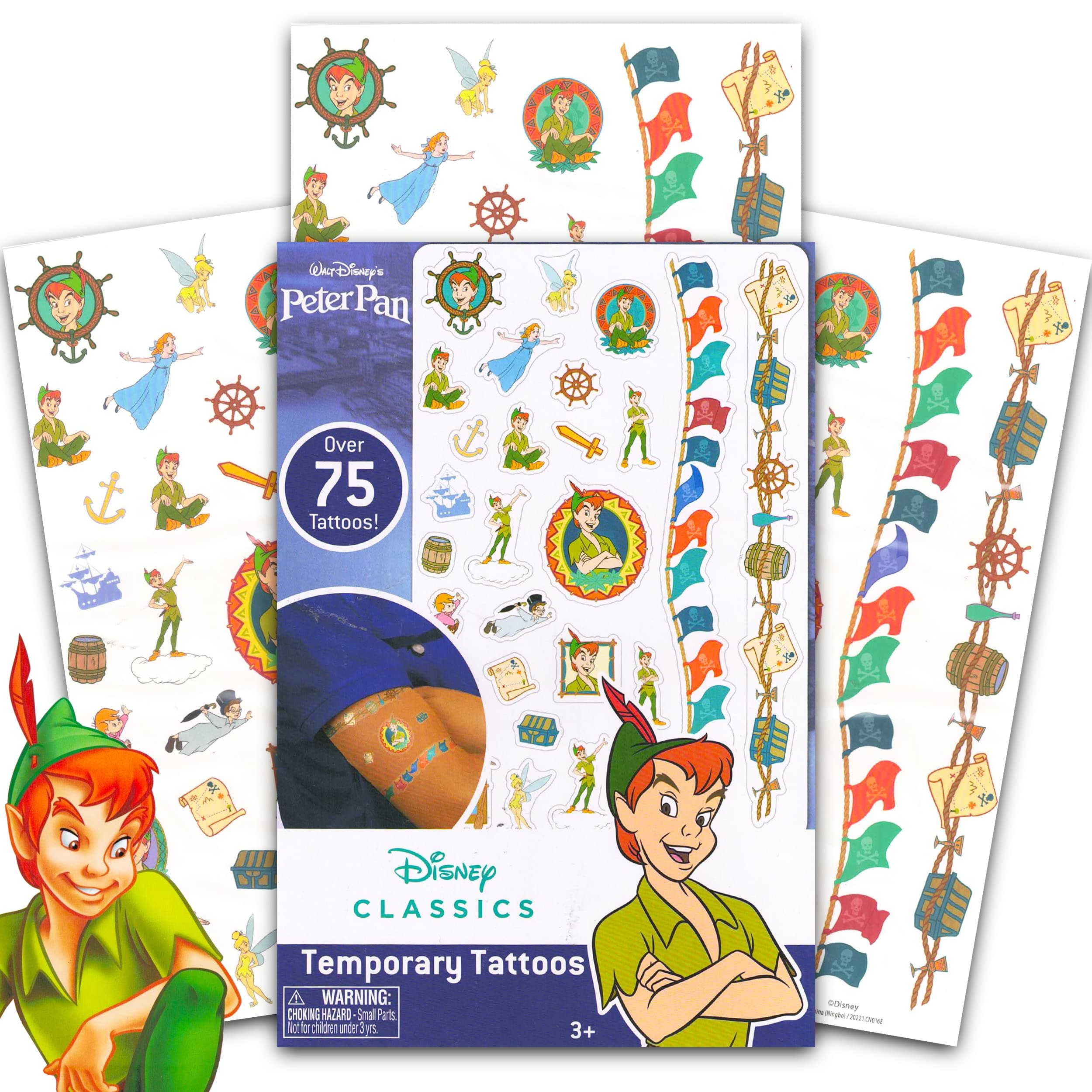 Disney Peter Pan Tattoos Party Favors Pack ~ Bundle Includes Over 75 Peter Pan Temporary Tattoos (Peter Pan Party Supplies)