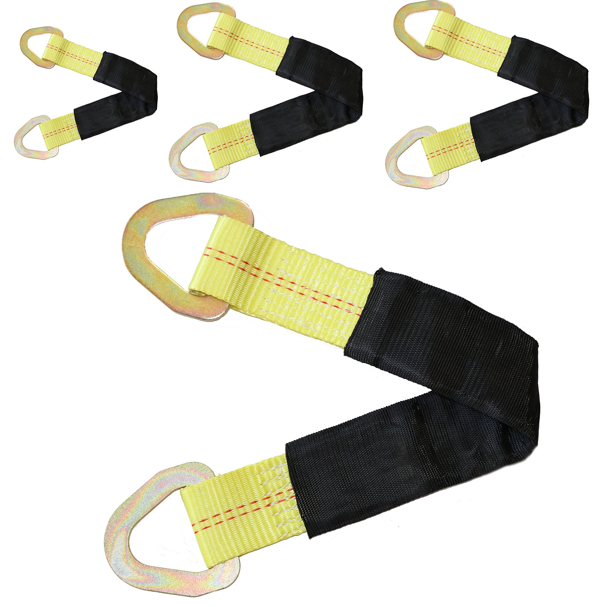 DKG-400 2" X 18" Tie Down Tow Axle Strap with D Ring – Pack of 4 Cargo Torsion Axle Straps – Extra Sleeve Cushioning – High Tension Proof & Heavy-Duty Design (4 Pack)