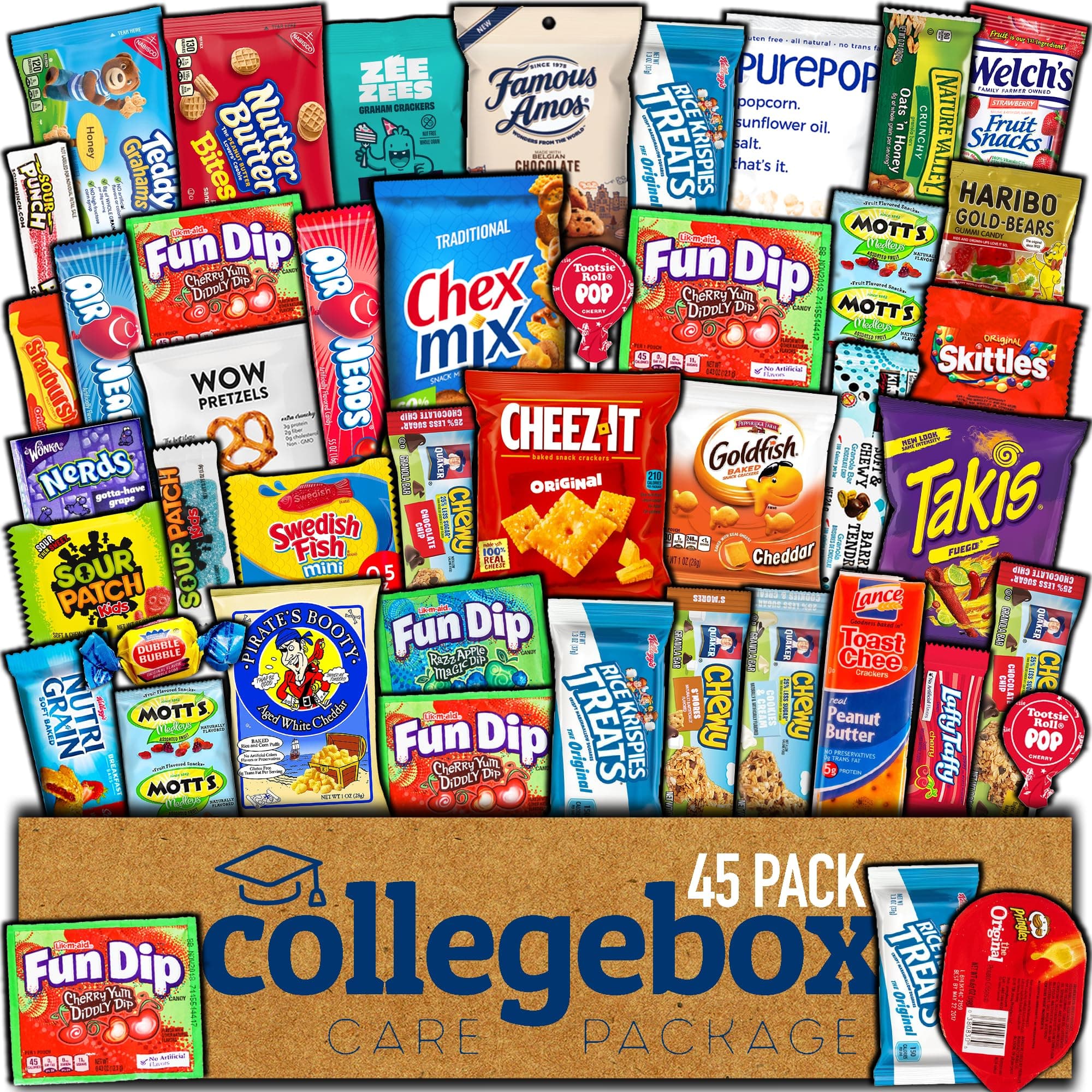 COLLEGEBOX Snack Box (45 Count) Easter Variety Pack Care Package Gift Basket Adult Kid Guy Girl Women Men Birthday College Student Office School