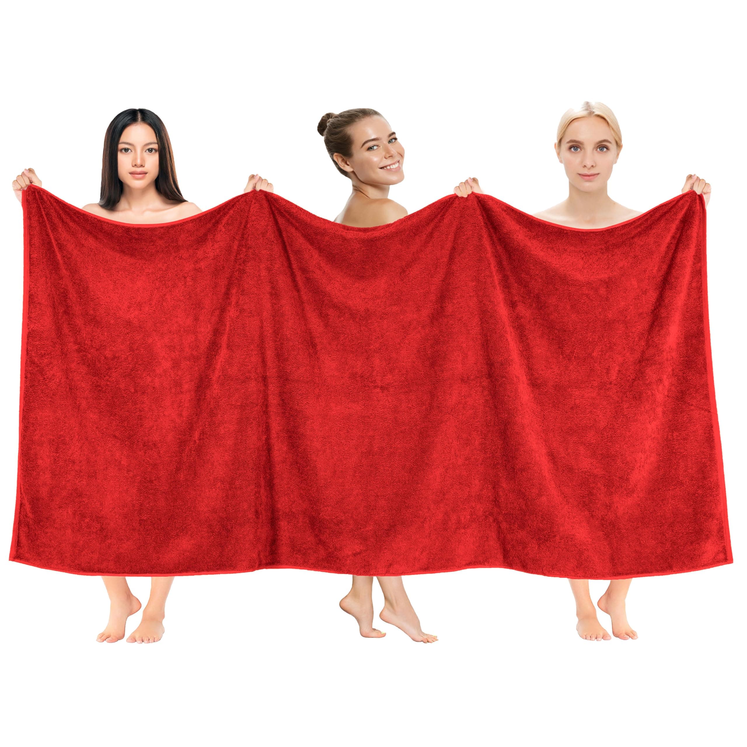 100% Cotton 40x80 Oversized Bath Sheet, Extra Large Turkish Bath Towels for Bathroom, Red Bathsheet