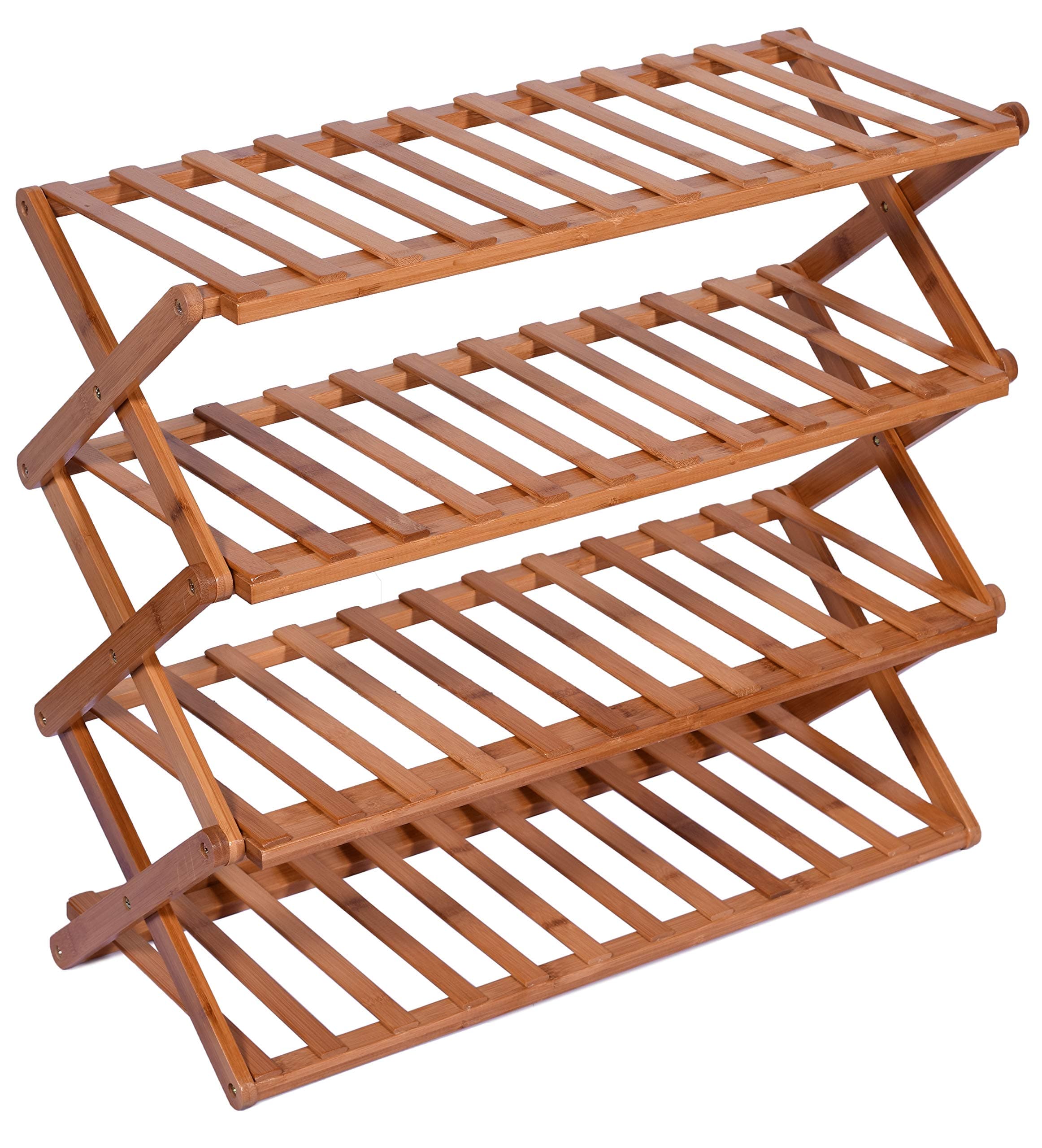 Haneez 4-Tier Solid Wooden Shoe Rack, Chappal Stand,Storage Rack, Shelves for Entryway, Balcony, Kitchen and Bathroom
