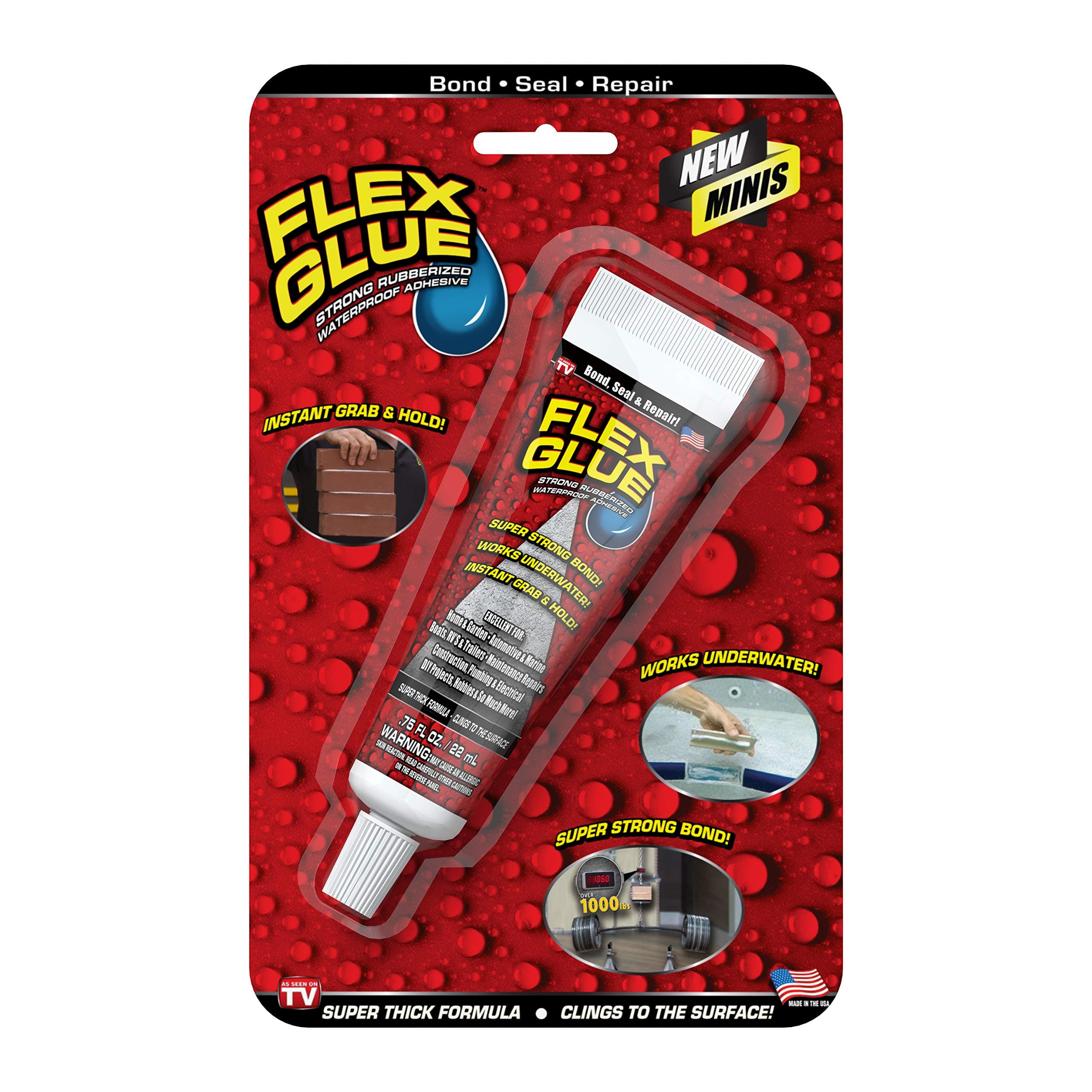Flex Seal Waterpr Flex Glue Mini Strong Rubberized Waterproof Adhesive, White