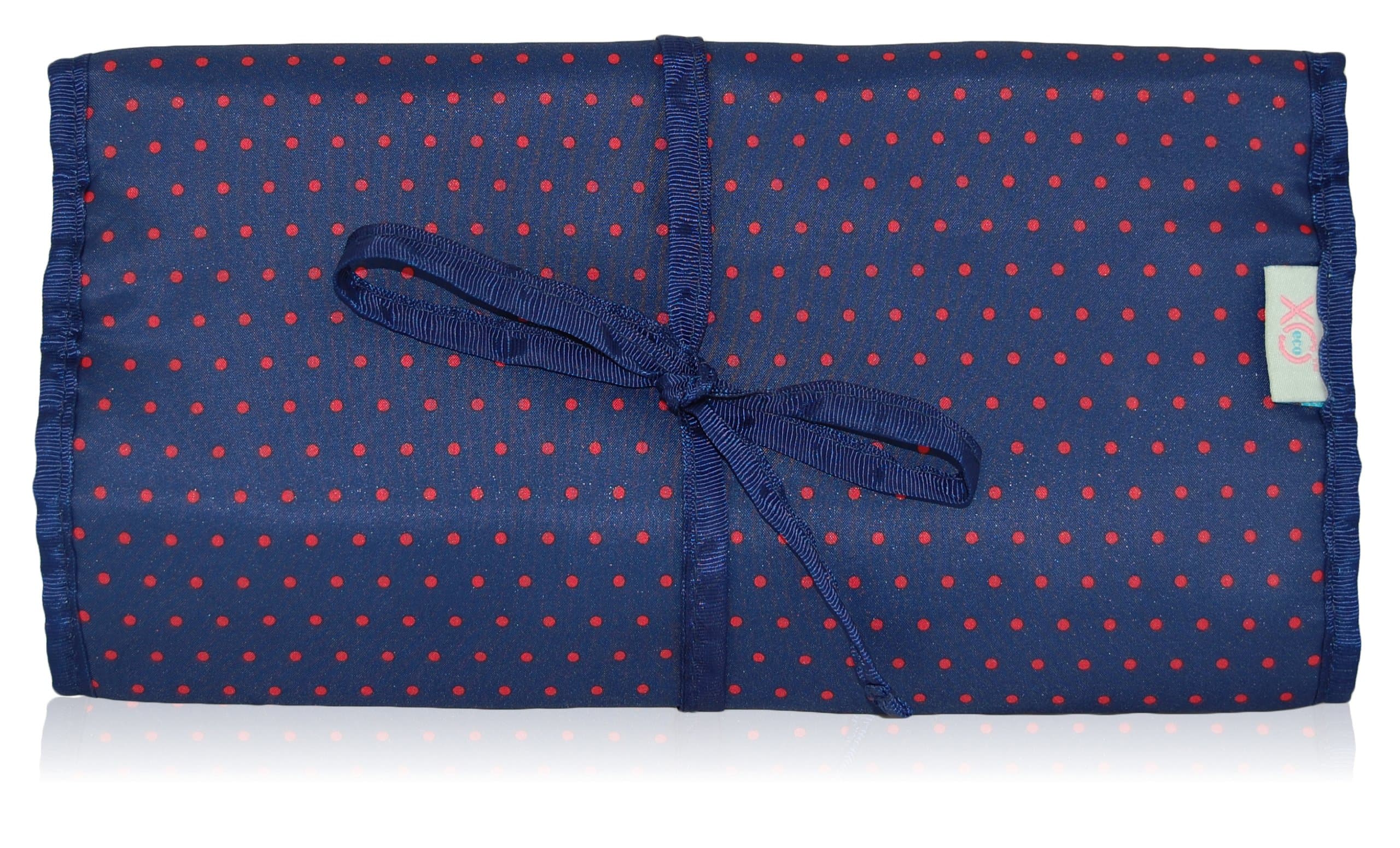 BlueAvocado-XO(ECO) Jewelry Roll, Red Micro Dot